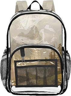 Clear Backpack Women Cute Bierstadt Albert Merced River Yosemite Valley Kids Backpack for Girls Plastic See through Bookbag