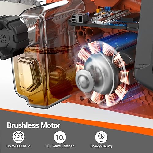 Miniatura 5 de MAXLANDER Motosierra Inalámbrica Sin Escobillas de 40V de 16 Pulgadas Eléctrica Alimentada por Batería con Batería de Litio de 4.0Ah y Cargador