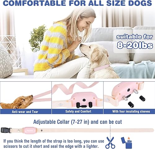 Miniatura 5 de Collar de choque para perro, collar de entrenamiento impermeable para perros con control remoto de 1000 pies, collar de descarga eléctrica