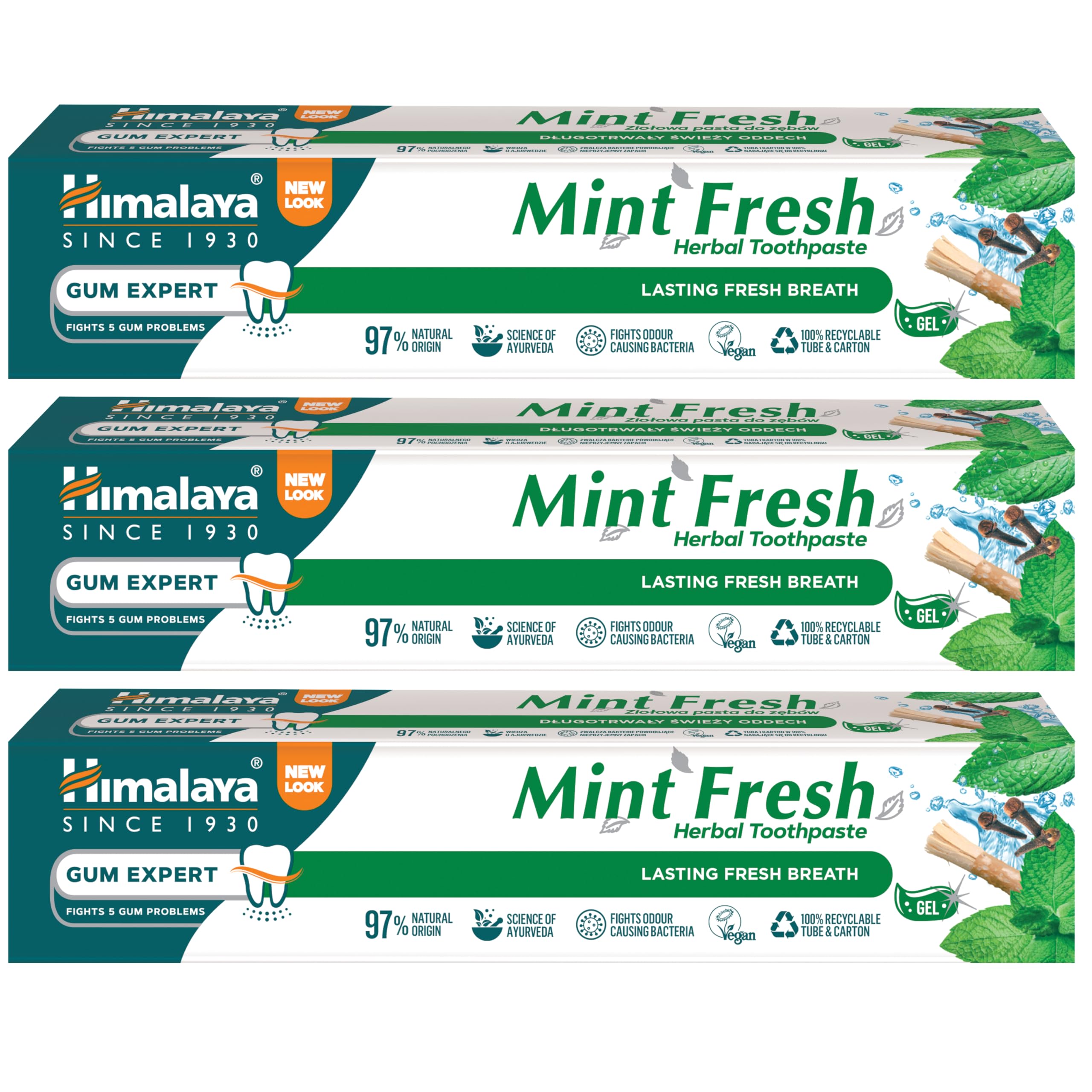 Mint Fresh Herbal Toothpaste Gum Expert Range for Healthy, Protected Gums and Fresh Breath -75ml(Pack of 3)