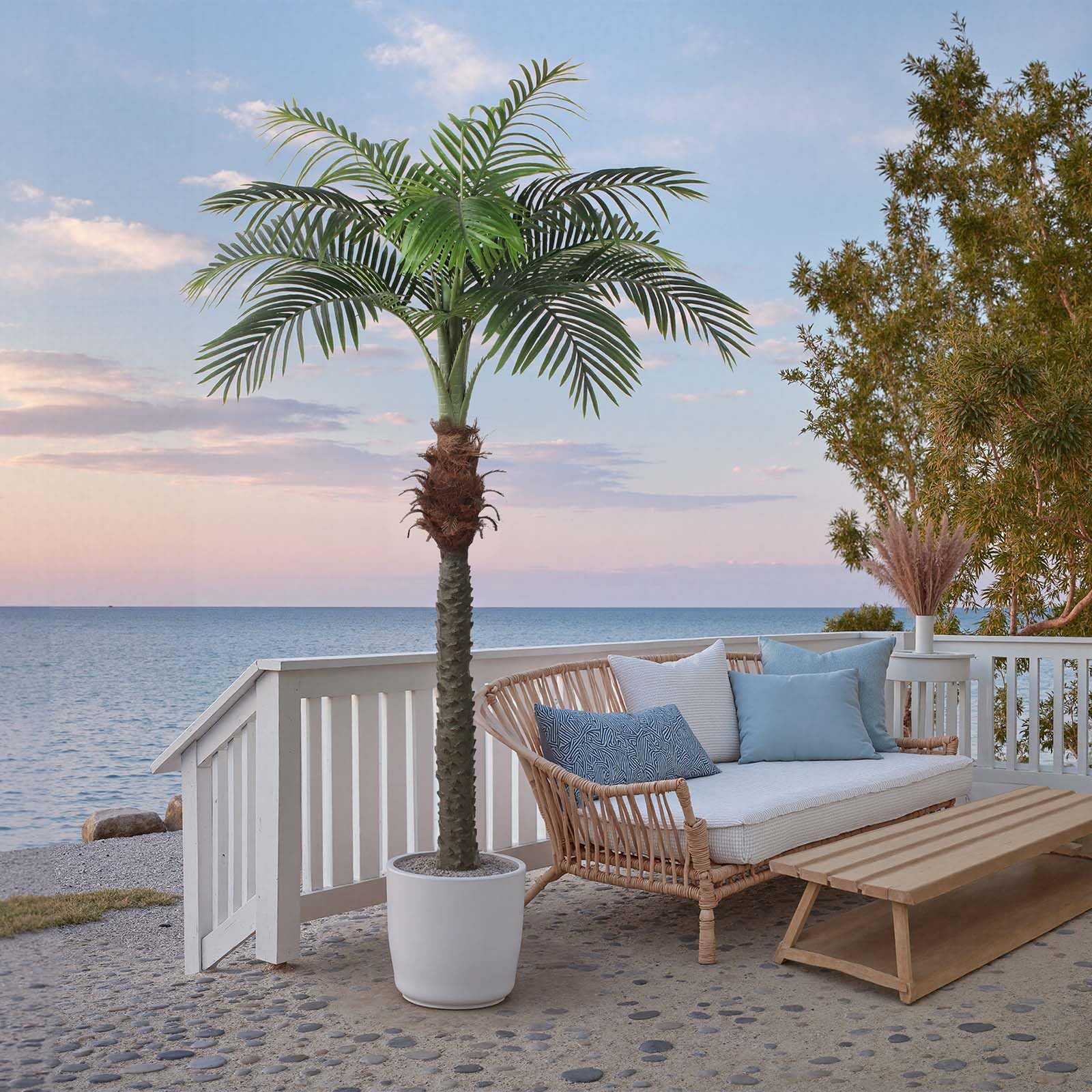 Photo 1 of **DIRTY**YEPDIN 7 FT Fake Palm Tree,Tall Artificial Palm Trees for Outdoor Indoor Decor,Faux Phoenix Palm Plants for Outside Patio Pool Coastal Home Office Living Room