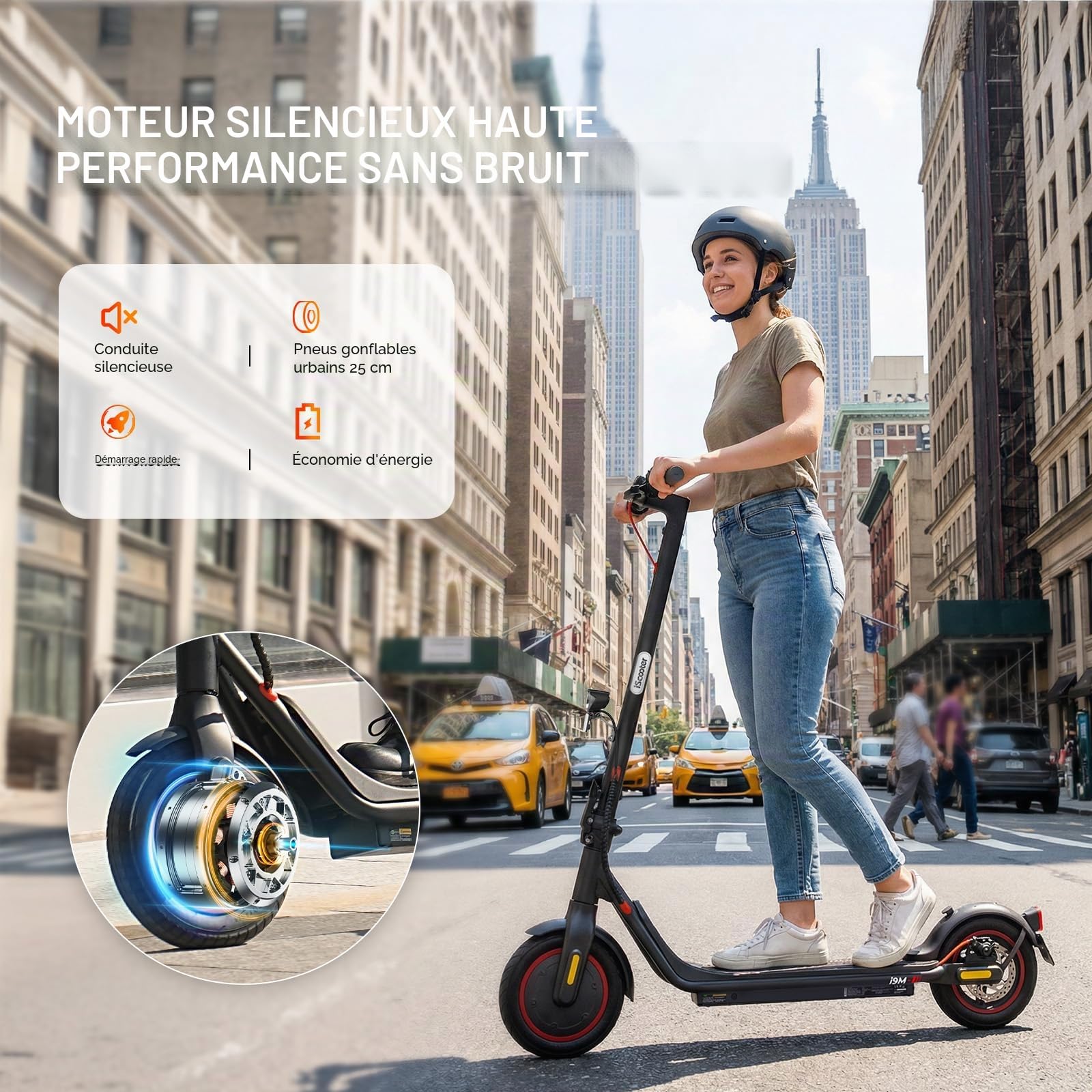 iScooter - Trottinette électrique avec Homologation routière pour Adultes avec Commande par Application Intelligente - Autonomie Max. 30 km, ABE - Trottinette électrique Pliable avec pneus gonflables