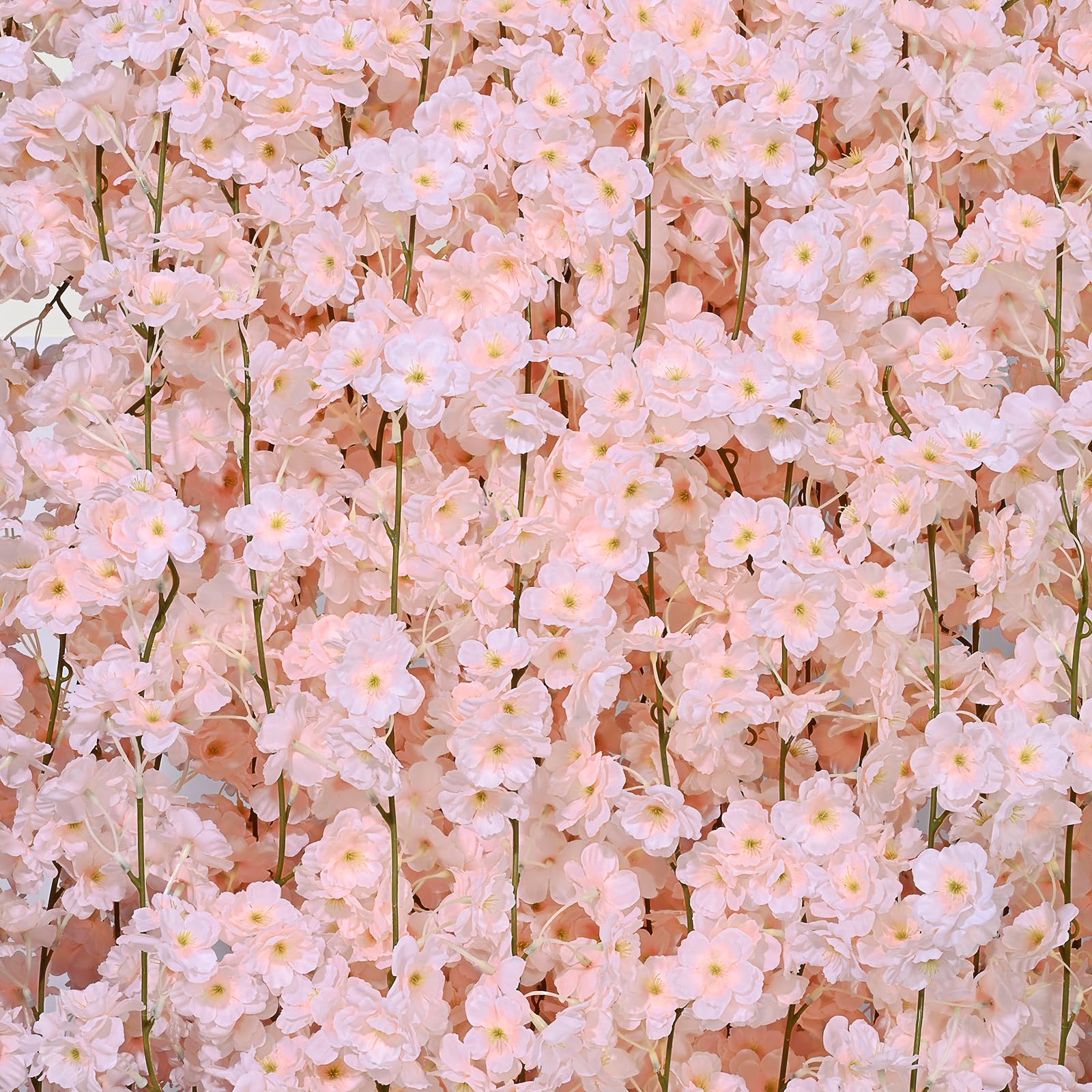 Sunm Boutique 4-Pack 23.6 Ft Artificial Cherry Blossom Garland, Cherry Blossom Hanging Vines, Silk Sakura Vines Garlands for Wedding Party Home Decoration, Champagne Pink