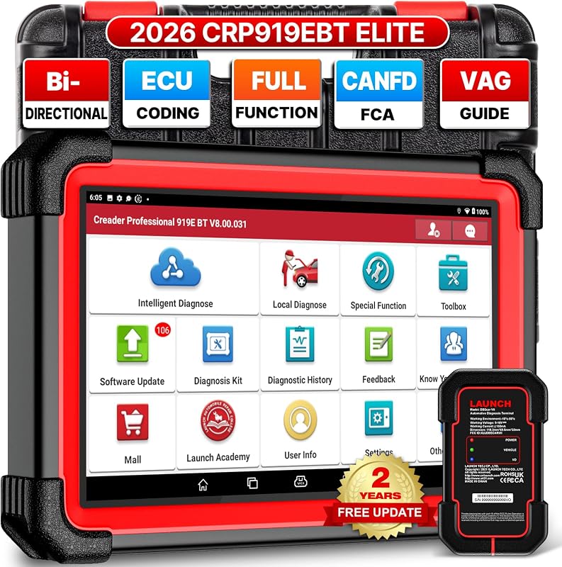 X431 CRP919EBT OBD2 Scanner, 2026 Wireless Bidirectional Scan Tool | ECU Coding, All-in-One Full System, 35+ Services, CANFD&DOIP, FCA AutoAuth, VAG Guide, 2Yrs Free Update, Upgraded of CRP919E