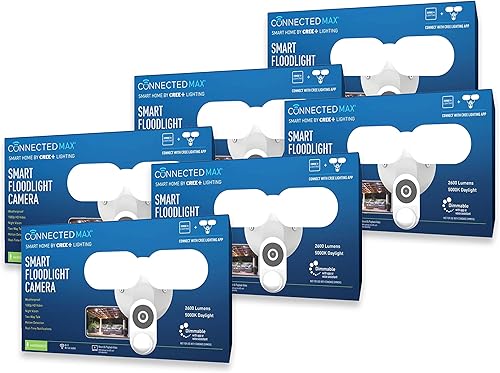 Cree Lighting Connected Max Smart Floodlight, cámara inteligente HD de 1080P con grabación opcional 24-7, detección de movimiento y sonido,