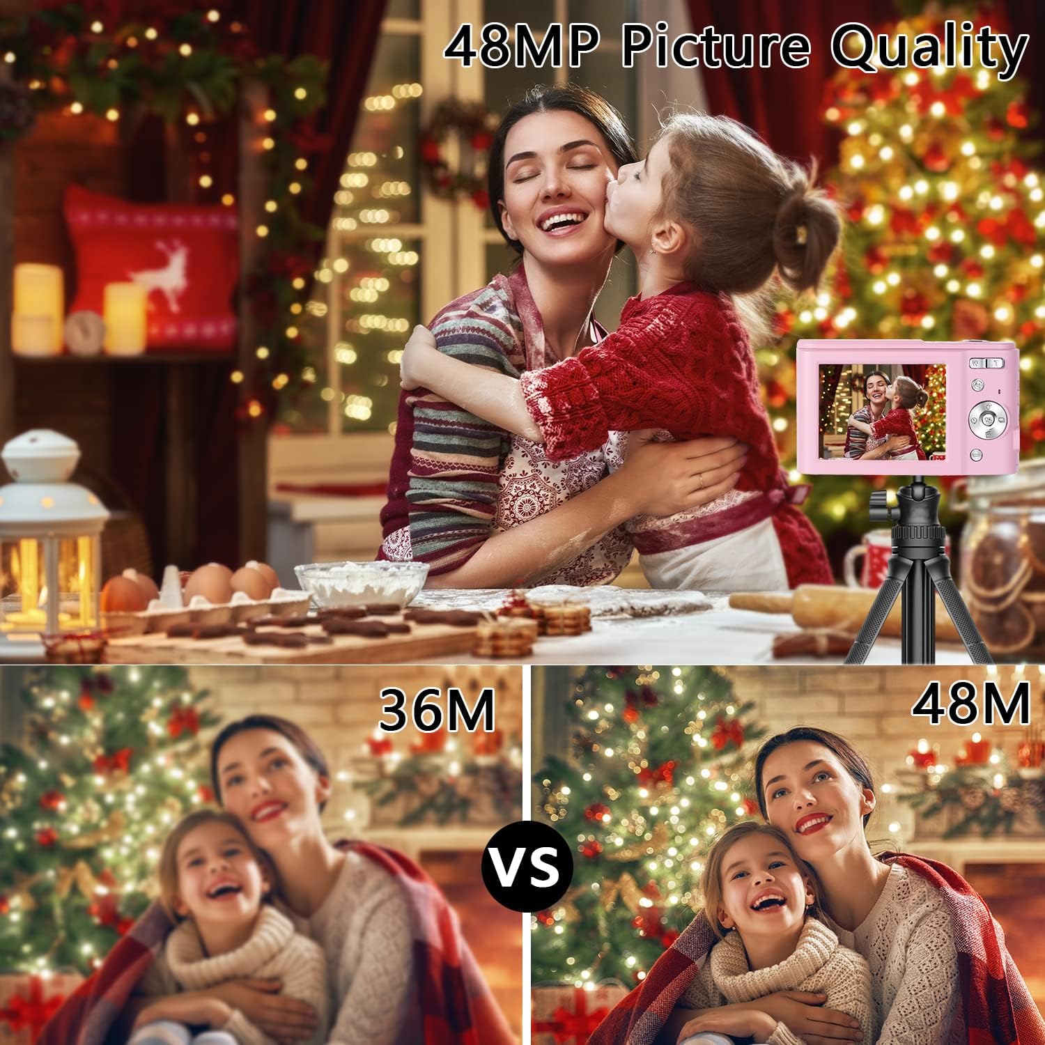 digital camera fhd 48 0 mp vlogging camera mini camera kids camera video camera pocket camera with 32gb tf card autofocus 16x digital zoom compact p