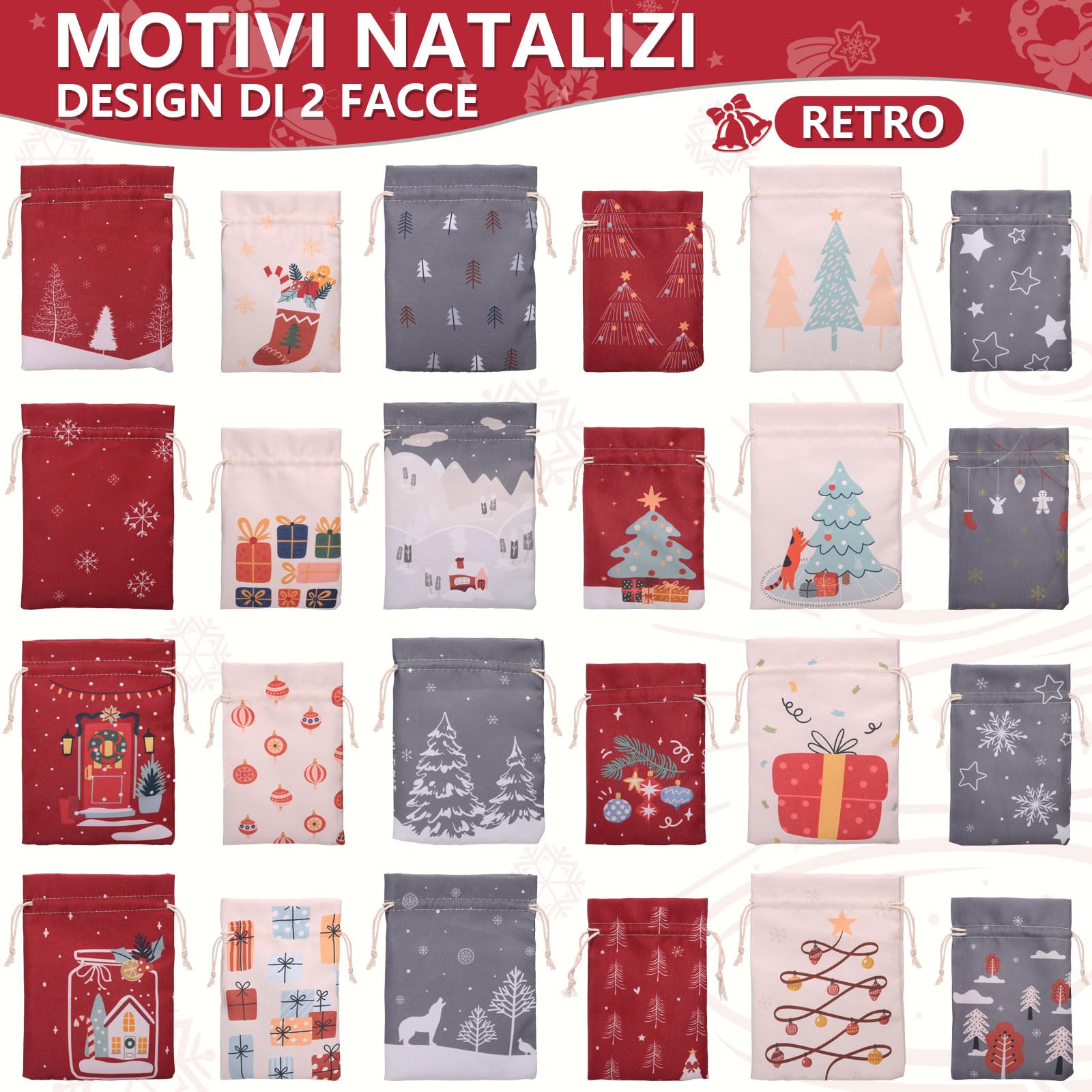 Kit Calendario Dell'Avvento Fai Da Te - 24 Sacchetti Di Carta Kraft Con Numeri E Mollette Di Legno, Per Dolci E Piccoli Regali