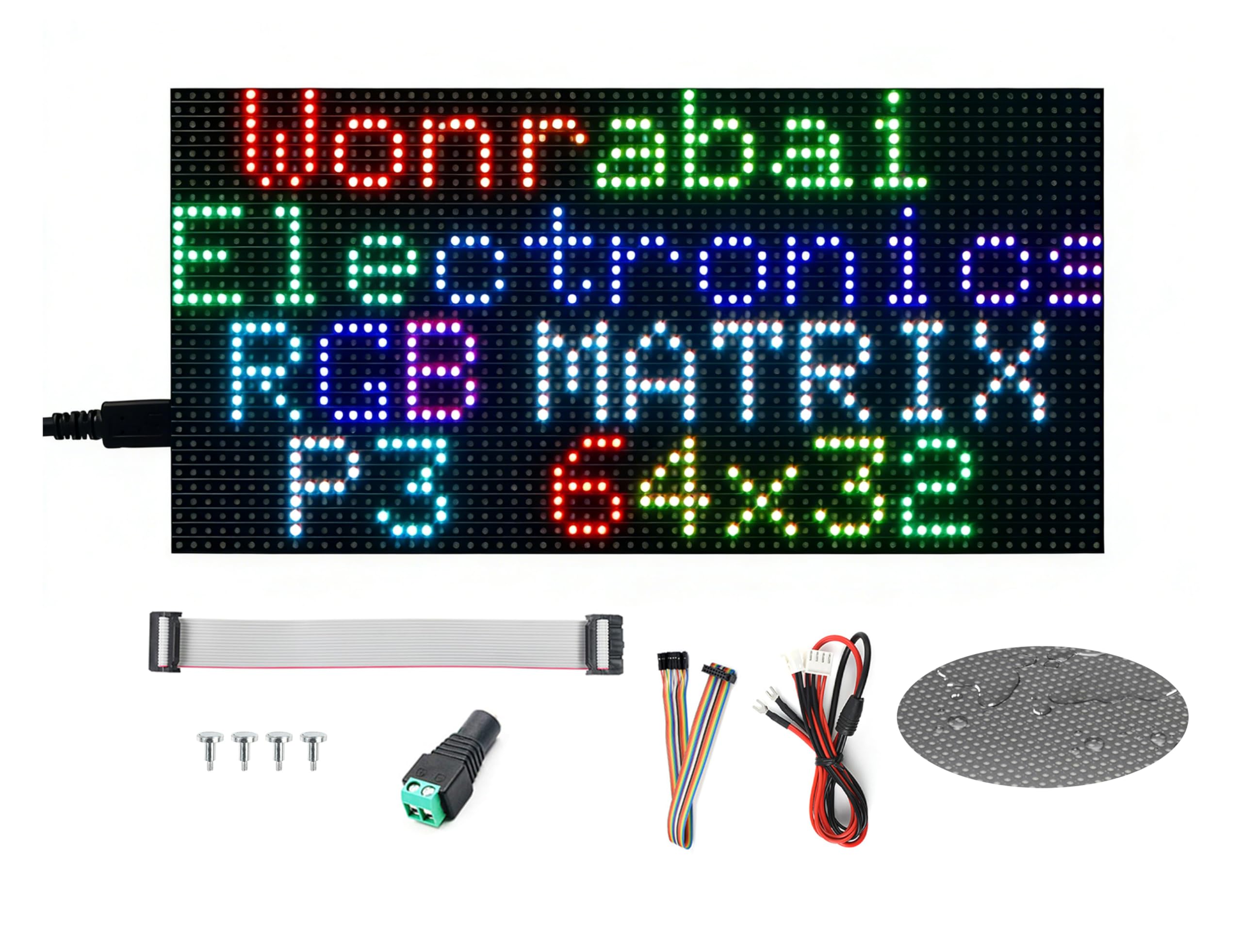 64 x 32 2048 RGB kolorowy panel matrycowy LED, skok 3 mm, wyświetlany tekst/kolorowy obraz/animacja regulowana jasność, łańcuchowy, kompatybilny z Raspberry Pi / Pi Pico / ESP32, wersja GOB