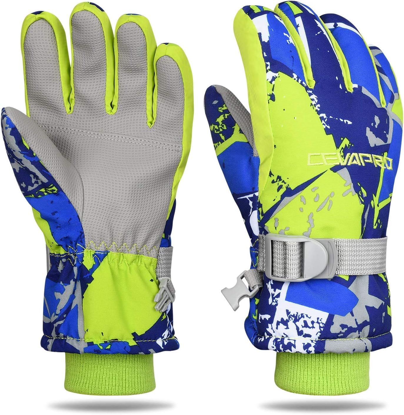Cevapro Kids Ski Gloves Waterproof Winter Snow Gloves Warm for Boys Girls Cold Weather Outdoor Snowboard