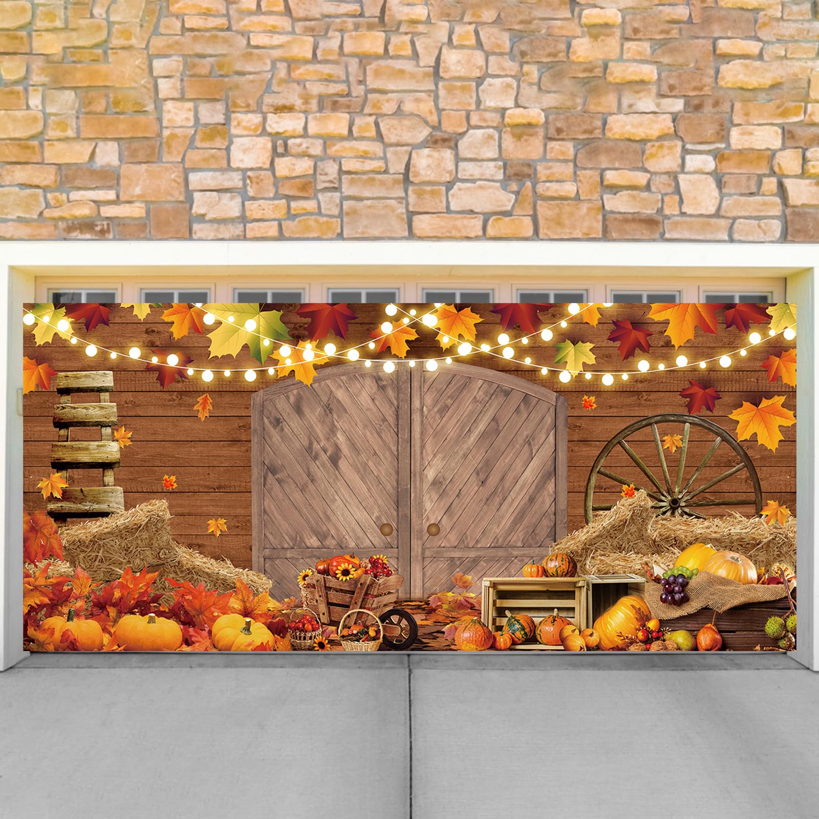 Grande Bannière De Porte De Garage De Noël Avec Corde - Décorations De