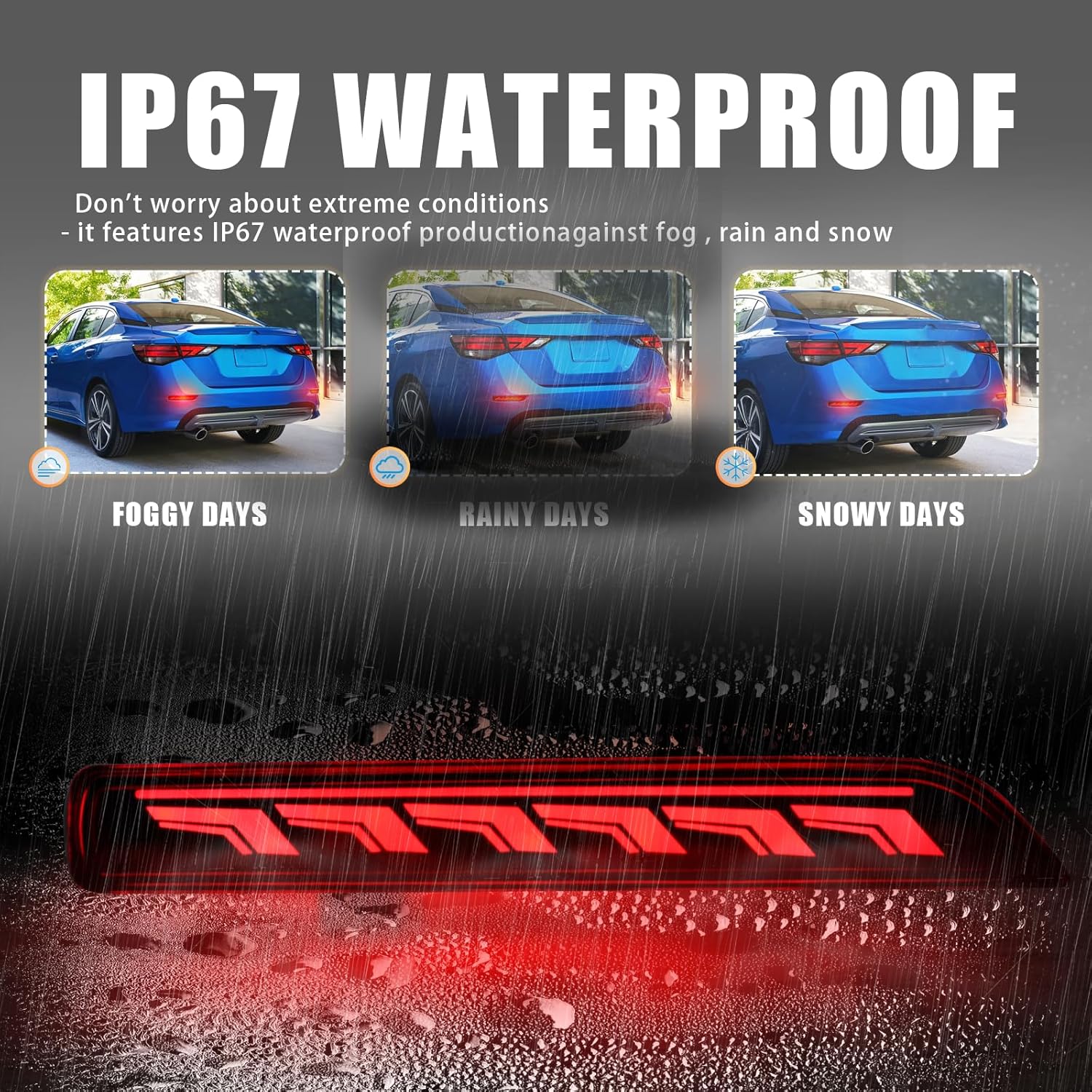 Rear Bumper Reflector Lamp Fog Light DRL Sequential Turn Signal Lamp Feature Kit for Nissan Murano 2015-2022｜Nissan Sentra 2020-2025｜Nissan Leaf 2018-2022｜Armada 2019-2023 Tail Lamp (Red)