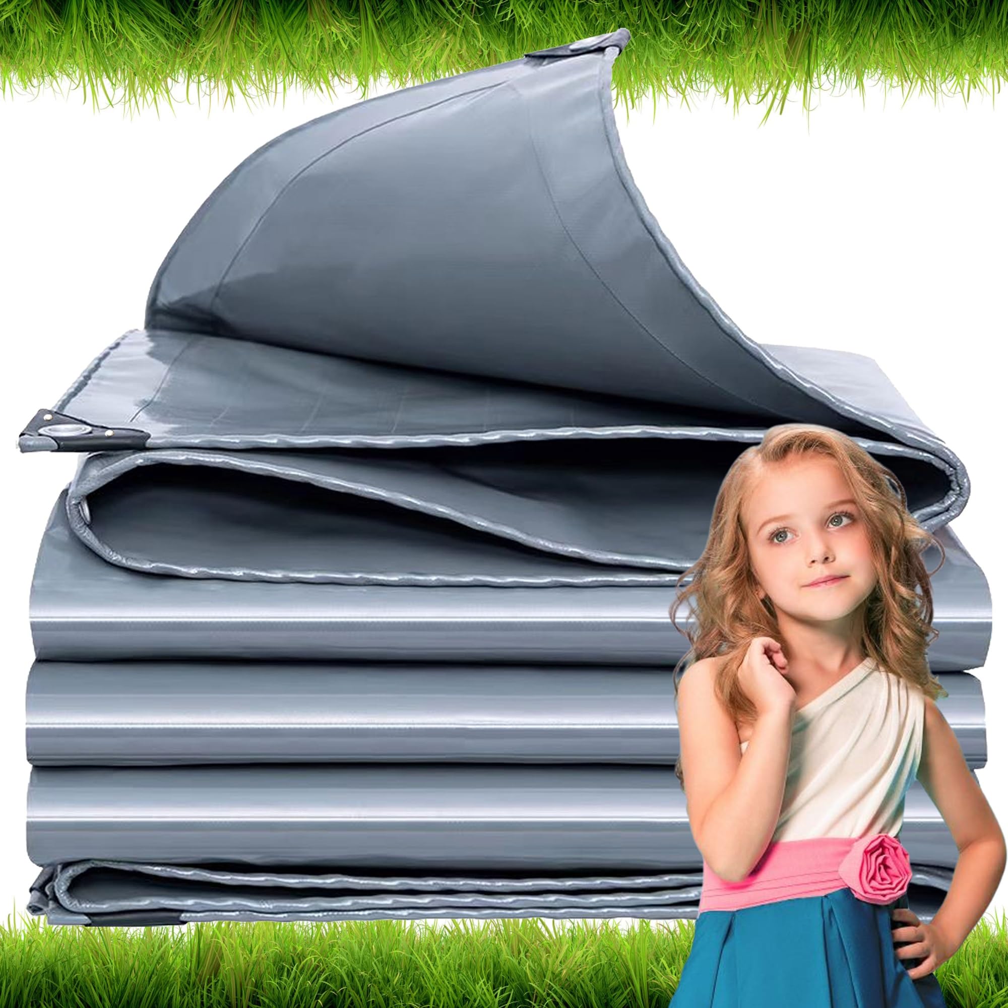 Lona para Techos Máximo Rendimiento 2.5x7.5 m 500g/m² Lona Impermeable para Techadores y Carpinteros, para protección de vehículos y Muebles de jardín, colocación de Piscinas LXX94W, Gris