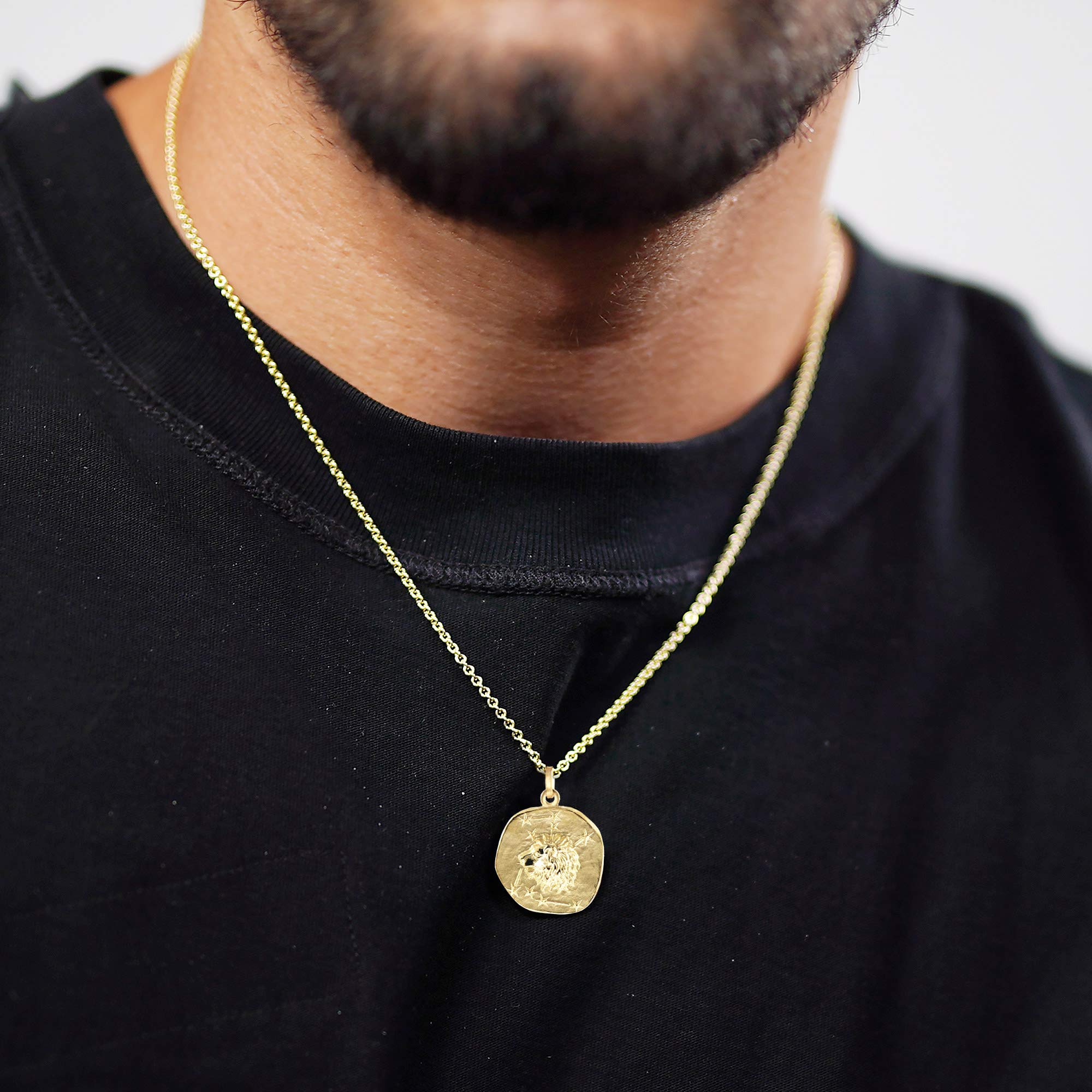 trendor Löwe Sternzeichen Ø 20 mm Herren-Halskette Gold auf Silber 39070-08