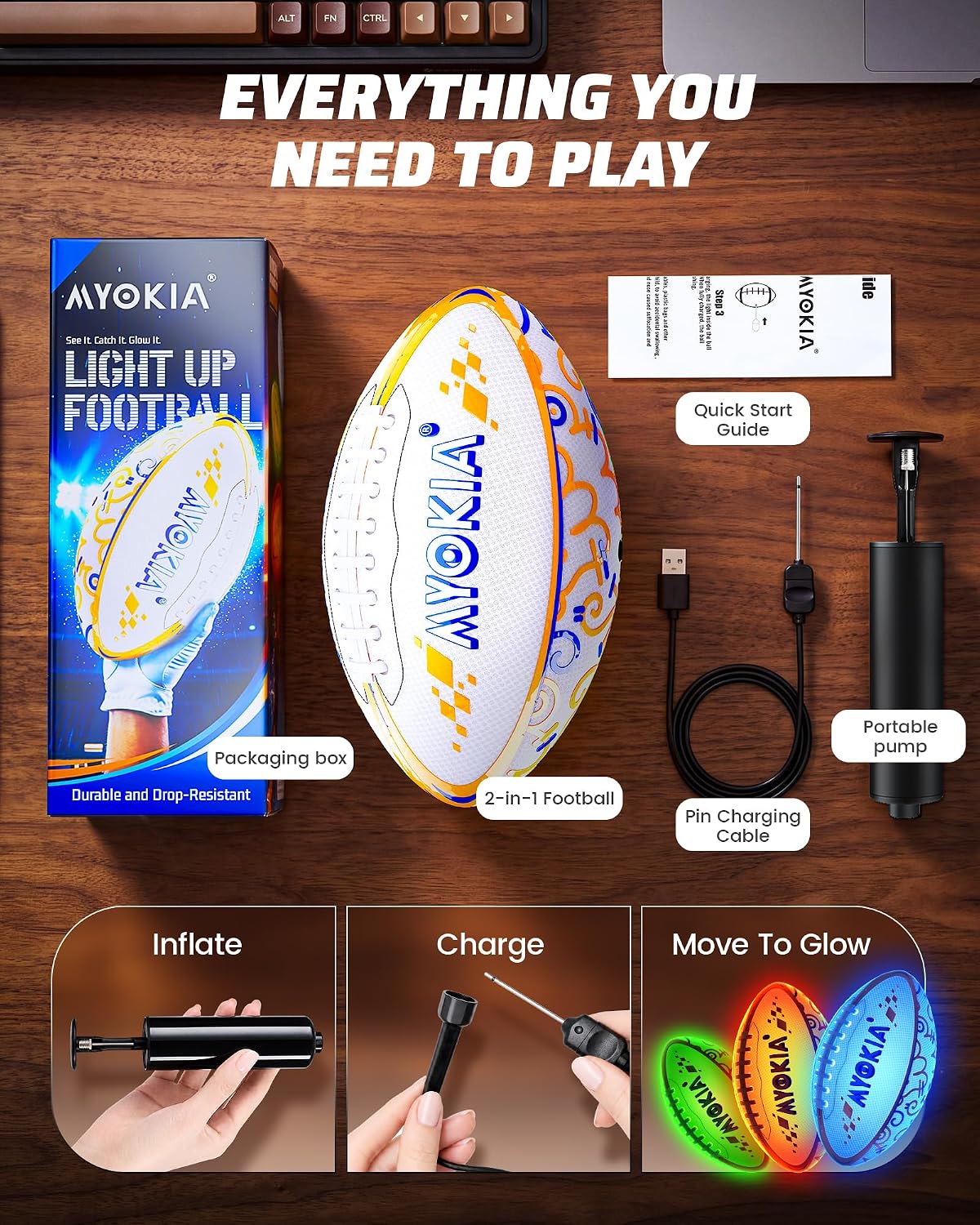 Rechargeabale Light Up Football Birthday Gifts for Kids 8-15+ image 4