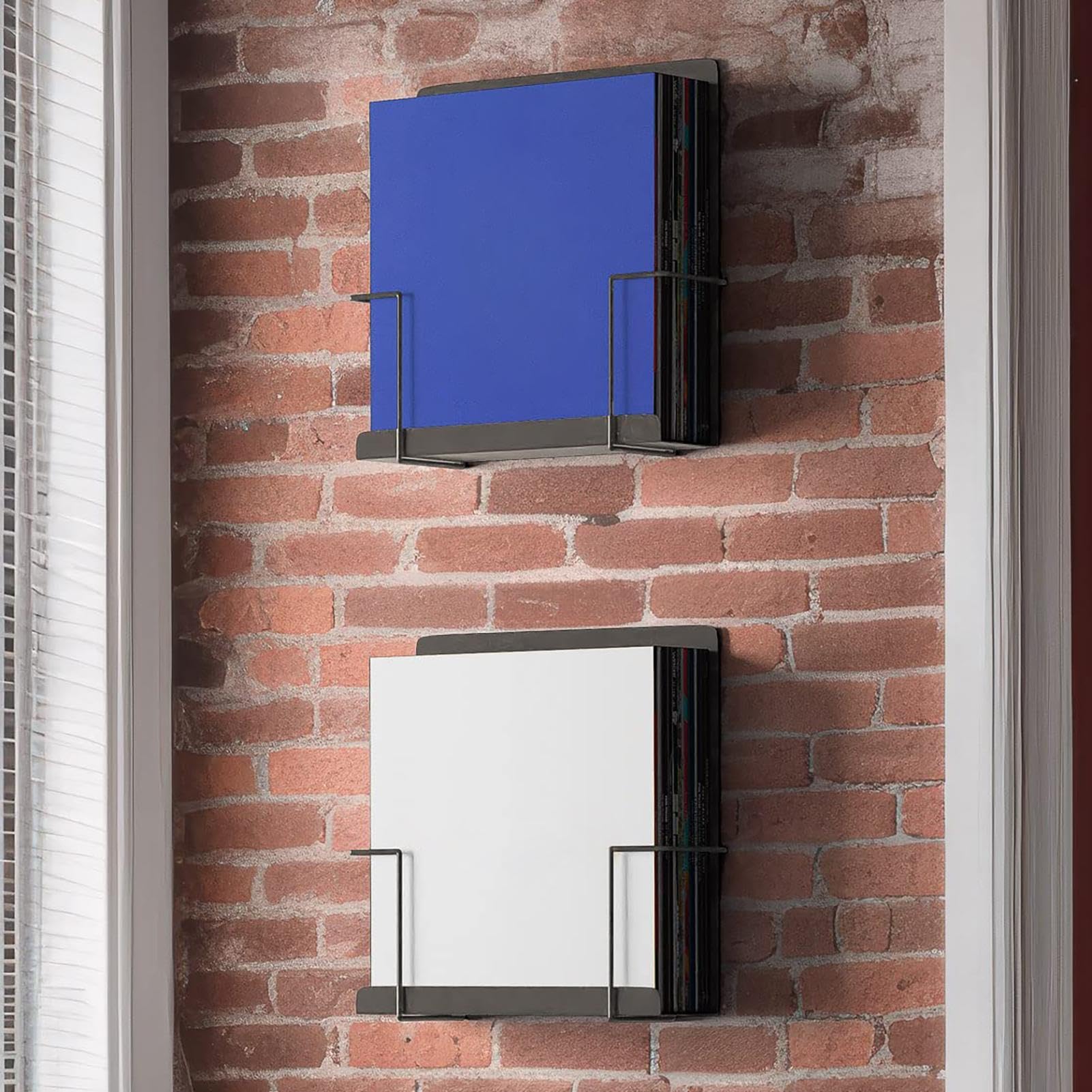 Soporte de pared para disco – Pared de exhibición de álbumes, soporte de pared para disco de metal | Estantes de pared flotantes para almacenar y mostrar discos de vinilo, soporte de fotos para baño