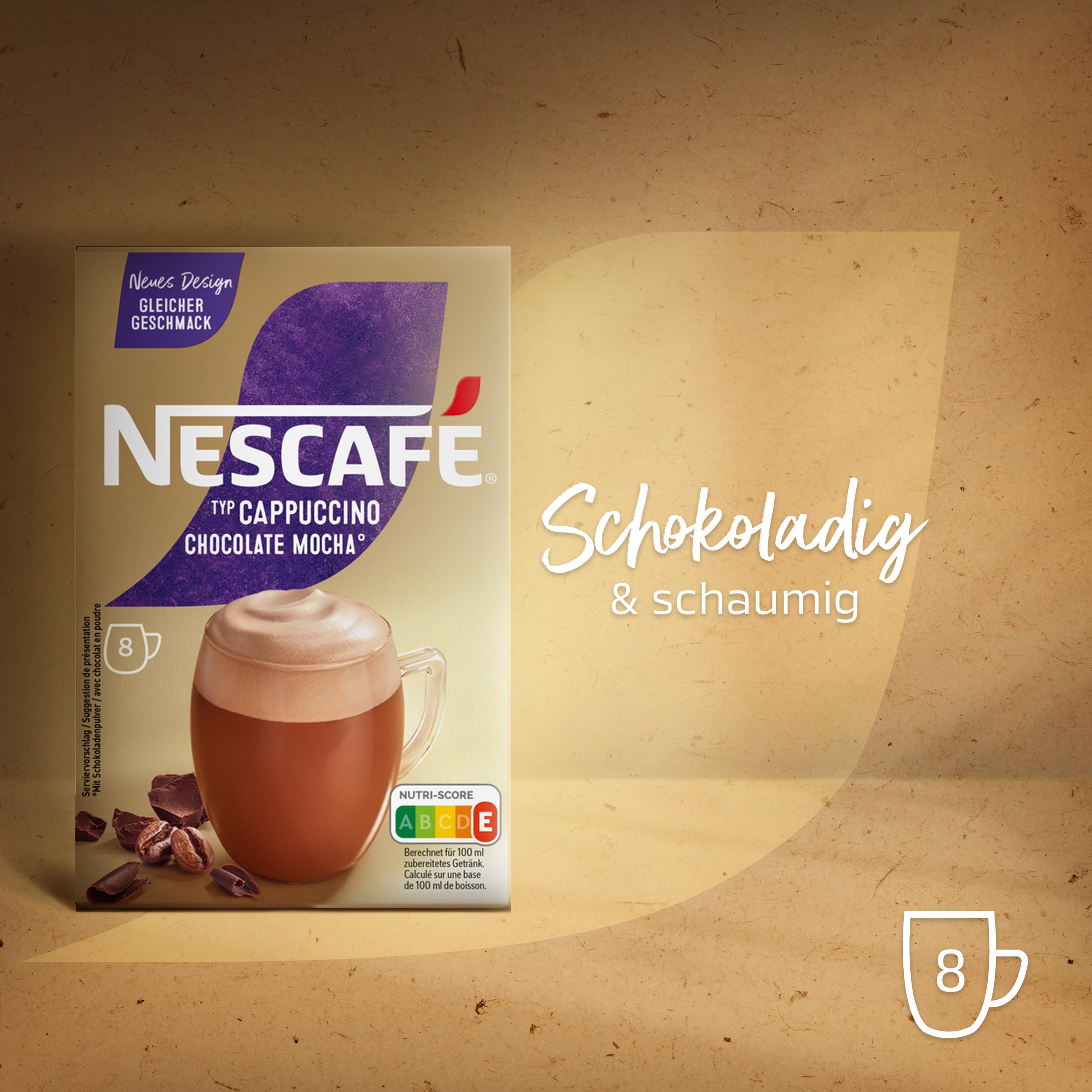 NESCAFÉ GOLD Cappuccino Chocolate, napój w proszku z rozpuszczalnej kawy fasolowej, zawiera kofeinę, opakowanie 6 sztuk (po 8 x 18 g)