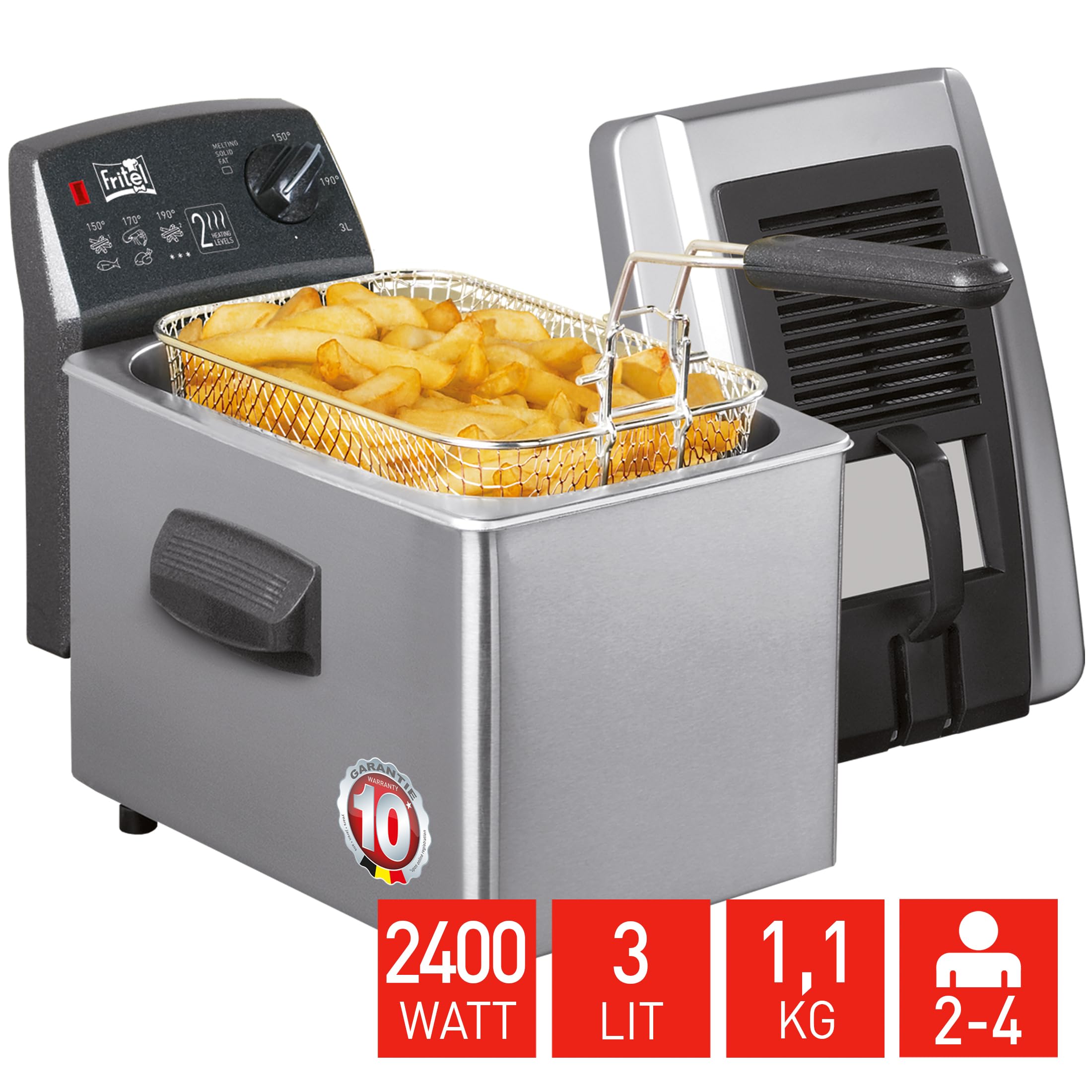 FRITEL Fritteuse Turbo SF 4170 3 l 2400 W Filterdeckel Sichtfenster