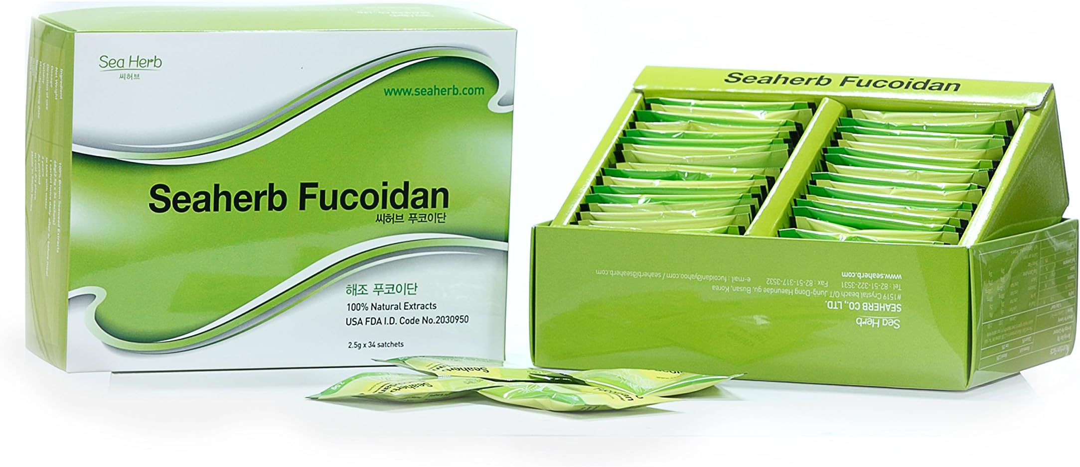 SeaHerb Fucoidan – 100% Natural Brown Seaweed Extract, Low Molecular Weight Marine Supplement, 85g (34 Sachets)