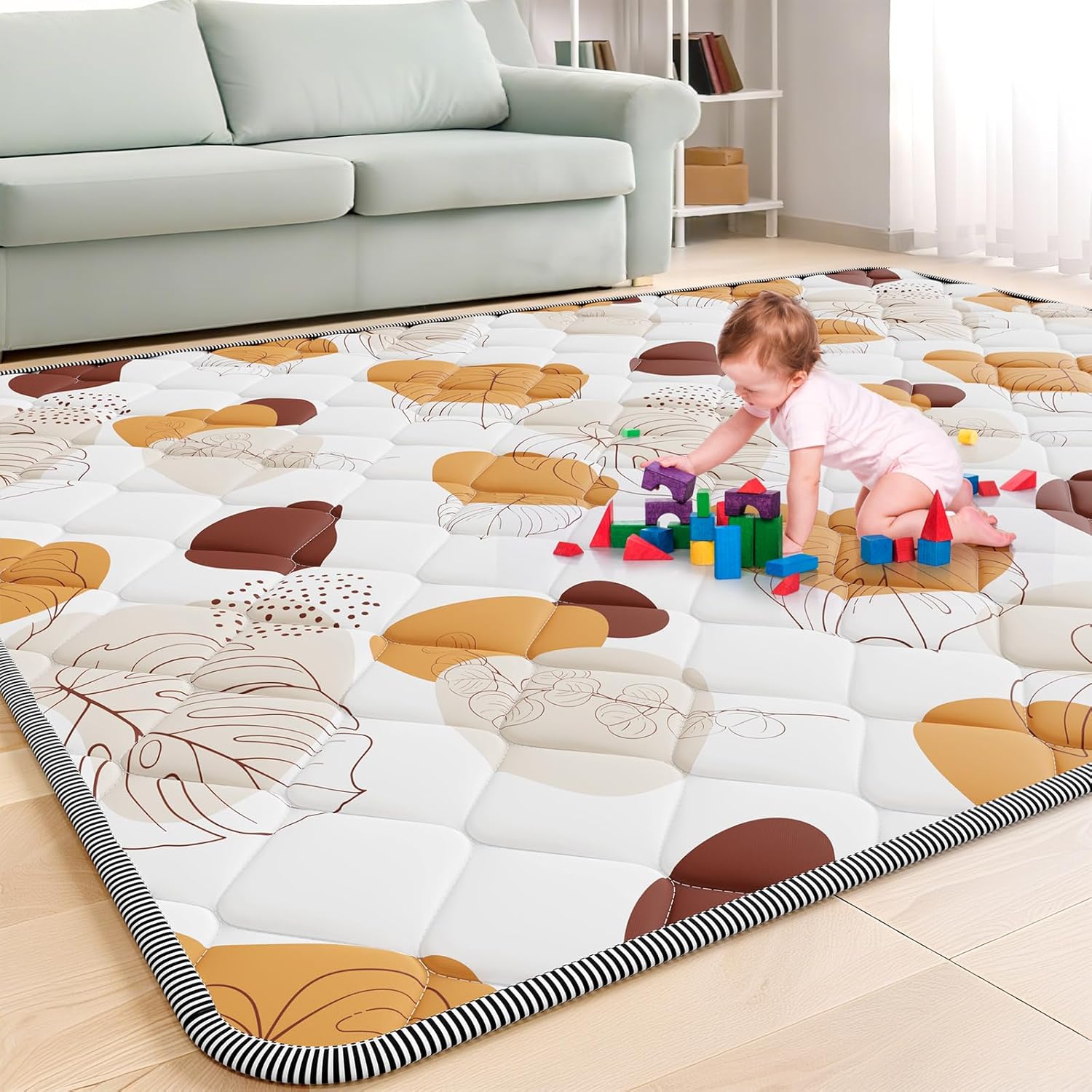 Palopalo 71x59in Baby Play Mat for Floor, Extra Large Playmat for Playpen, Soft and Non-Slip Baby Crawling Mat for Babies, Toddlers and Infants, Nordic Style Baby Mat, Machine Washable for Easy Care