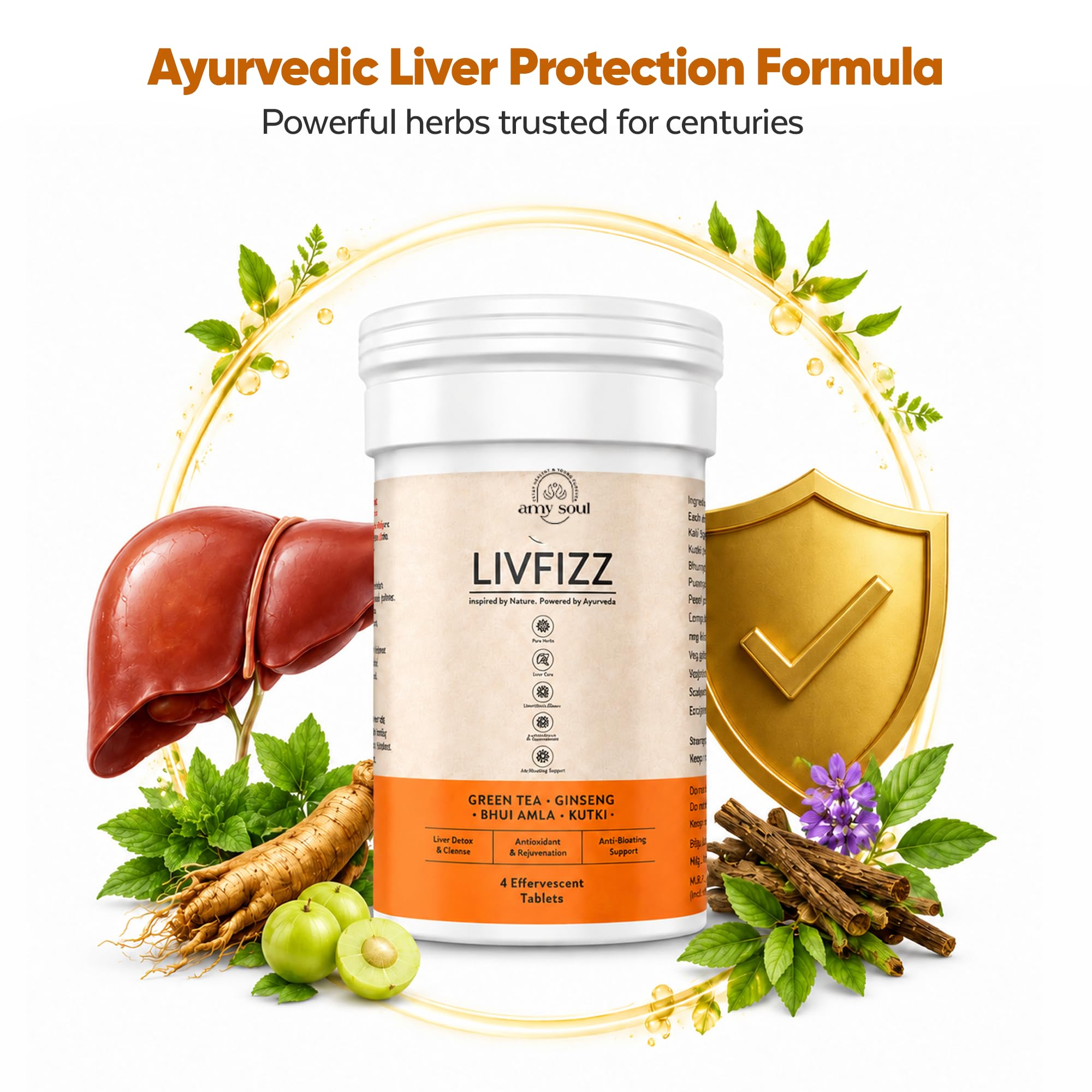 LIVFIZZ Effervescent Tablets | Herbal Wellness Drink with Green Tea, Ginseng, Bhui Amla & Kutki | Supports Daily Vitality, Metabolism & Overall Well-Being | Refreshing Dissolvable Tablets | 4 Tablets — Amazon image 5