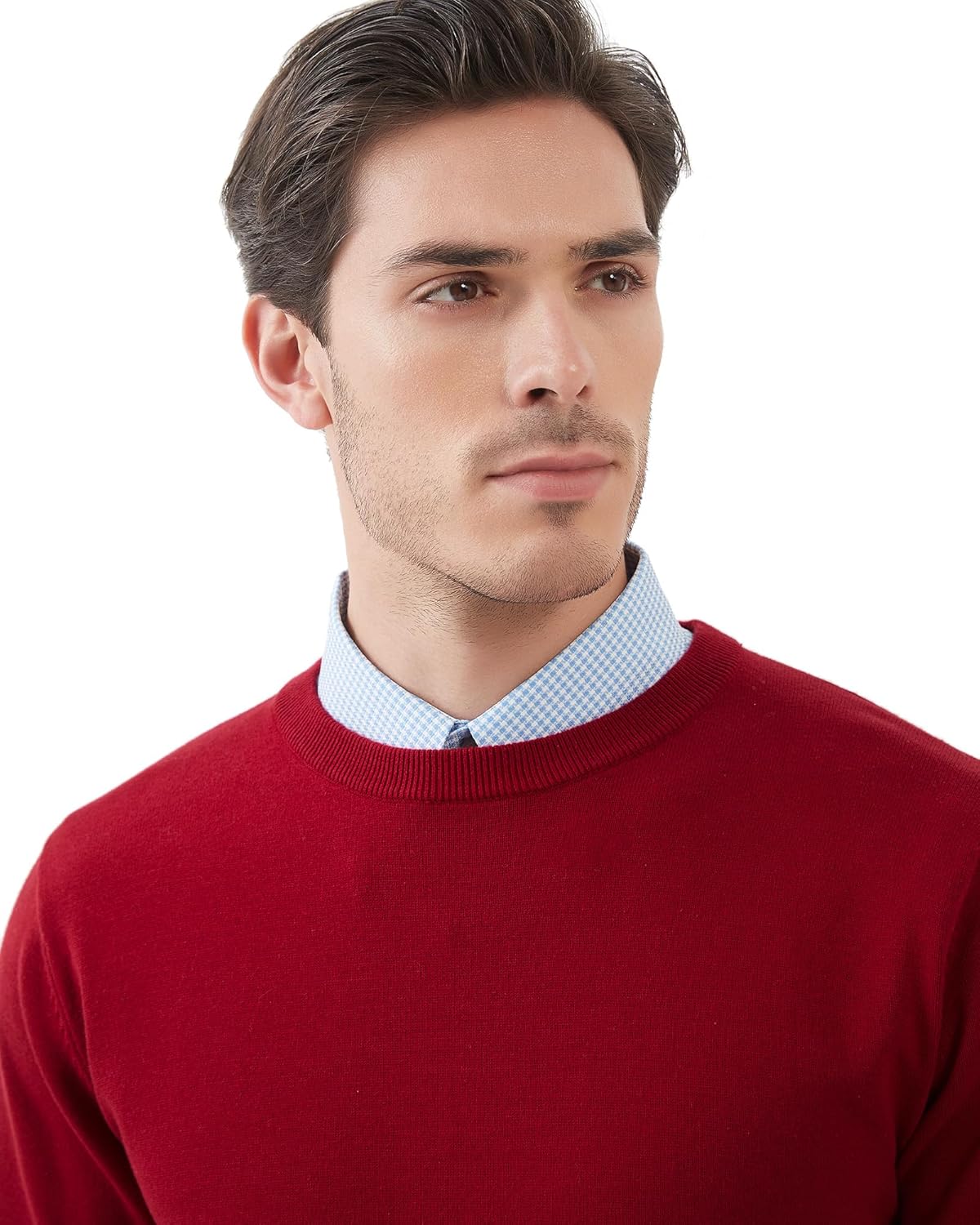 Kallspin Men's Crew Neck Sweater Pullover Regular Fit Pure Cotton Long Sleeve Lightweight Knit Casual Everyday Layering - Image 8