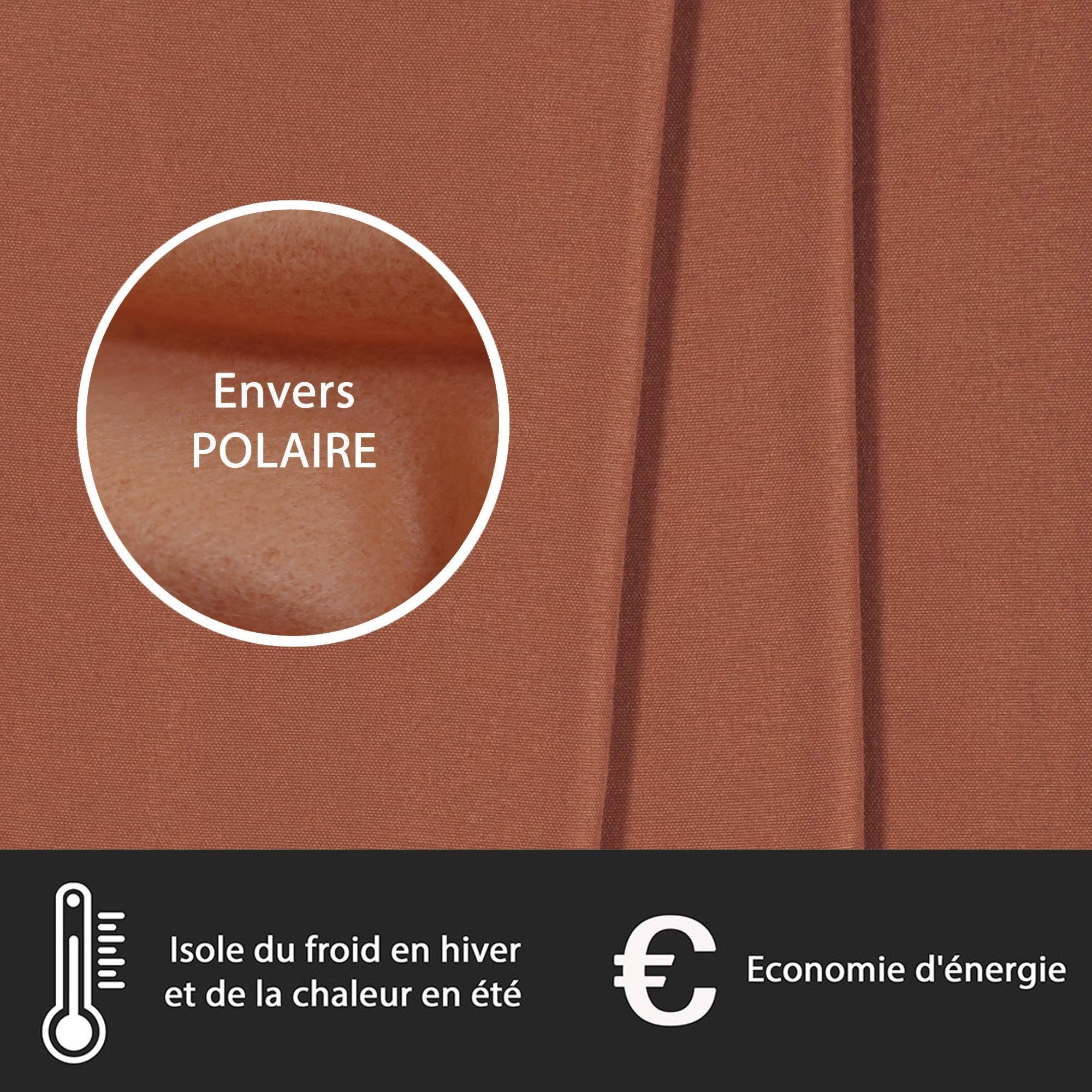 Atout Ciel Rideau Thermique doublé Polaire Ton sur Ton à œillets 140x240cm prêt a Poser, Terracotta (Lot de 2)