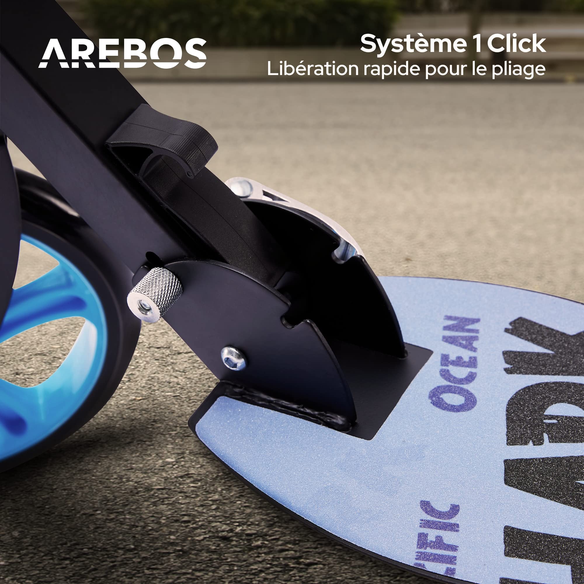 Arebos Trottinette Cityroller Scooter réglable en Hauteur | Pliable | Roues LED-XXL | Frein de Marche | pour Enfants | jusqu'à 40 kg de Charge | Trottinette | Kickscooter