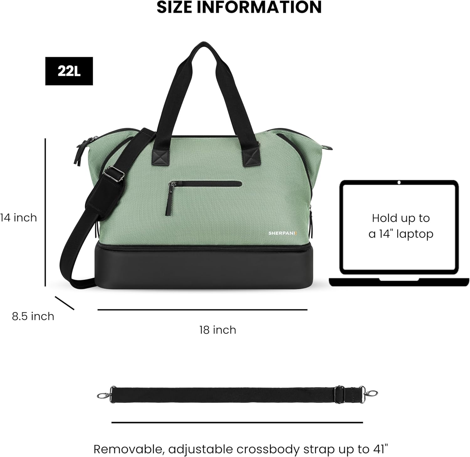 Sherpani Boston, Anti Theft Weekender Bags, Travel Duffel Bag, Carry On Tote Bag with Removable Shoe Bottom Compartment