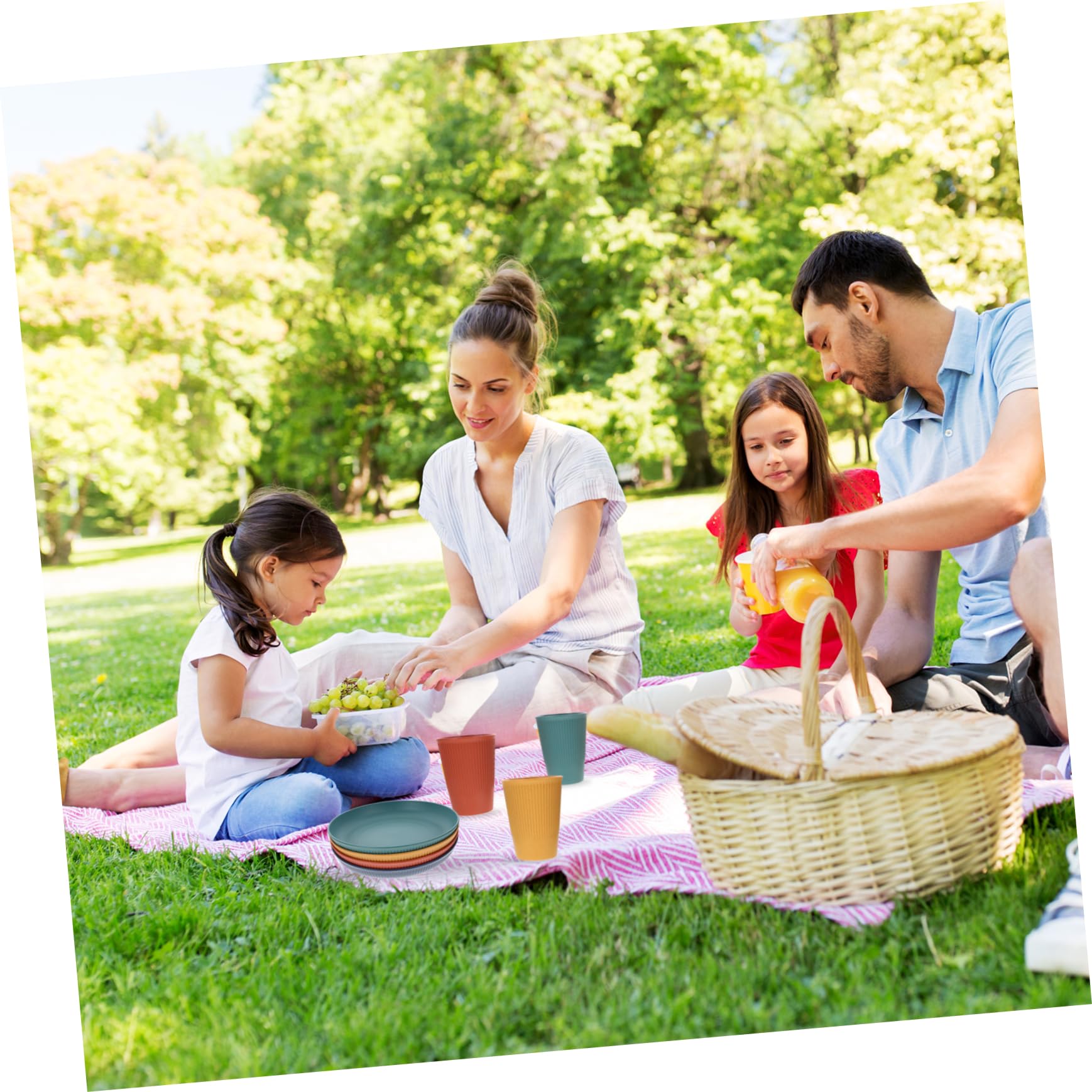 Garneck 1set Portable Camping Tableware Food-grade Wheat Straw Utensils Kit for Outdoor Dining Easy to Clean Lightweight Cutlery for Picnics Rvs and Camping Trips