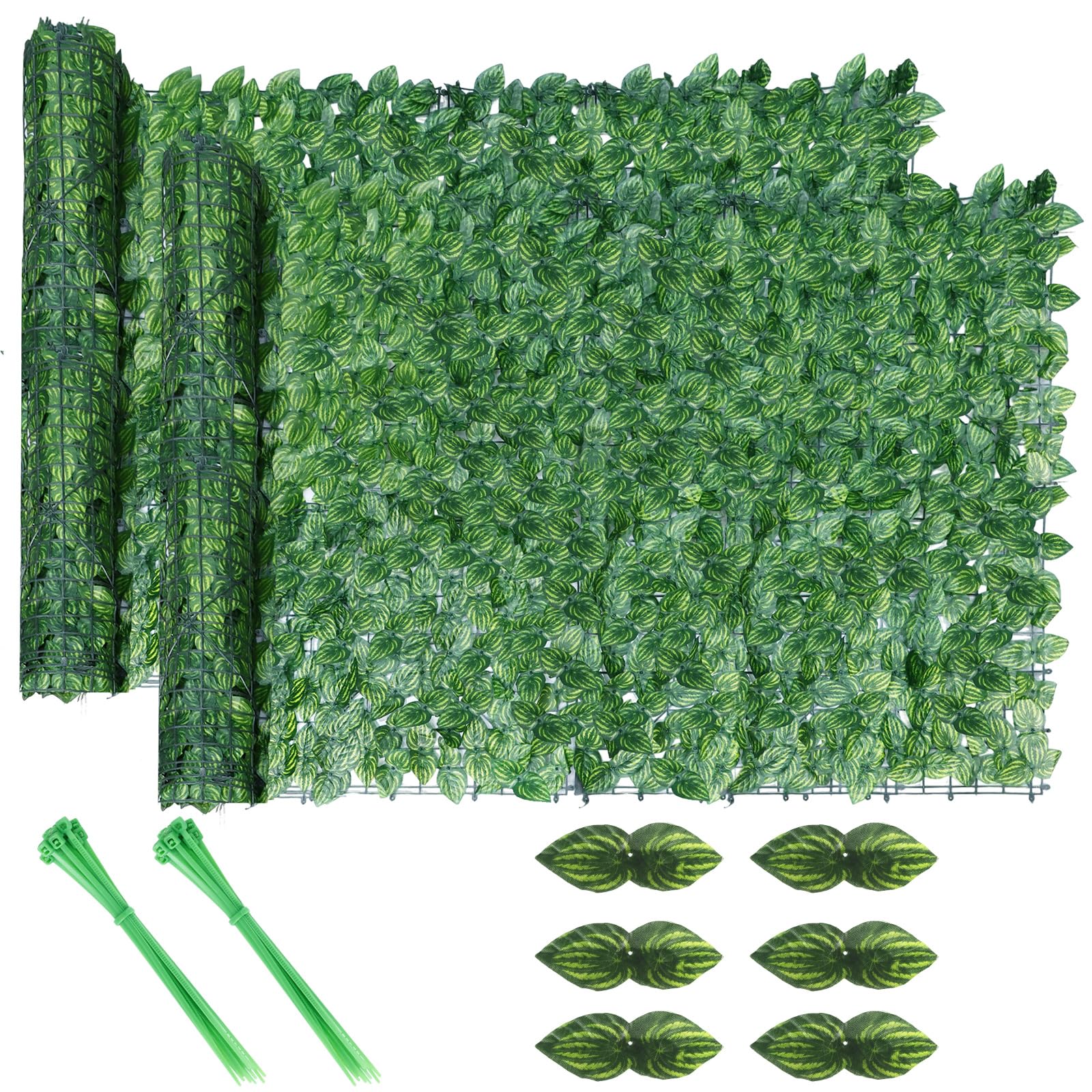 Brise-vue pour balcon - 1 m x 3 m - Lierre artificiel - Brise-vue - Brise-vue - Clôture de haie artificielle extensible et lierre artificiel - Pour balcon - Vert frais - 2 pièces