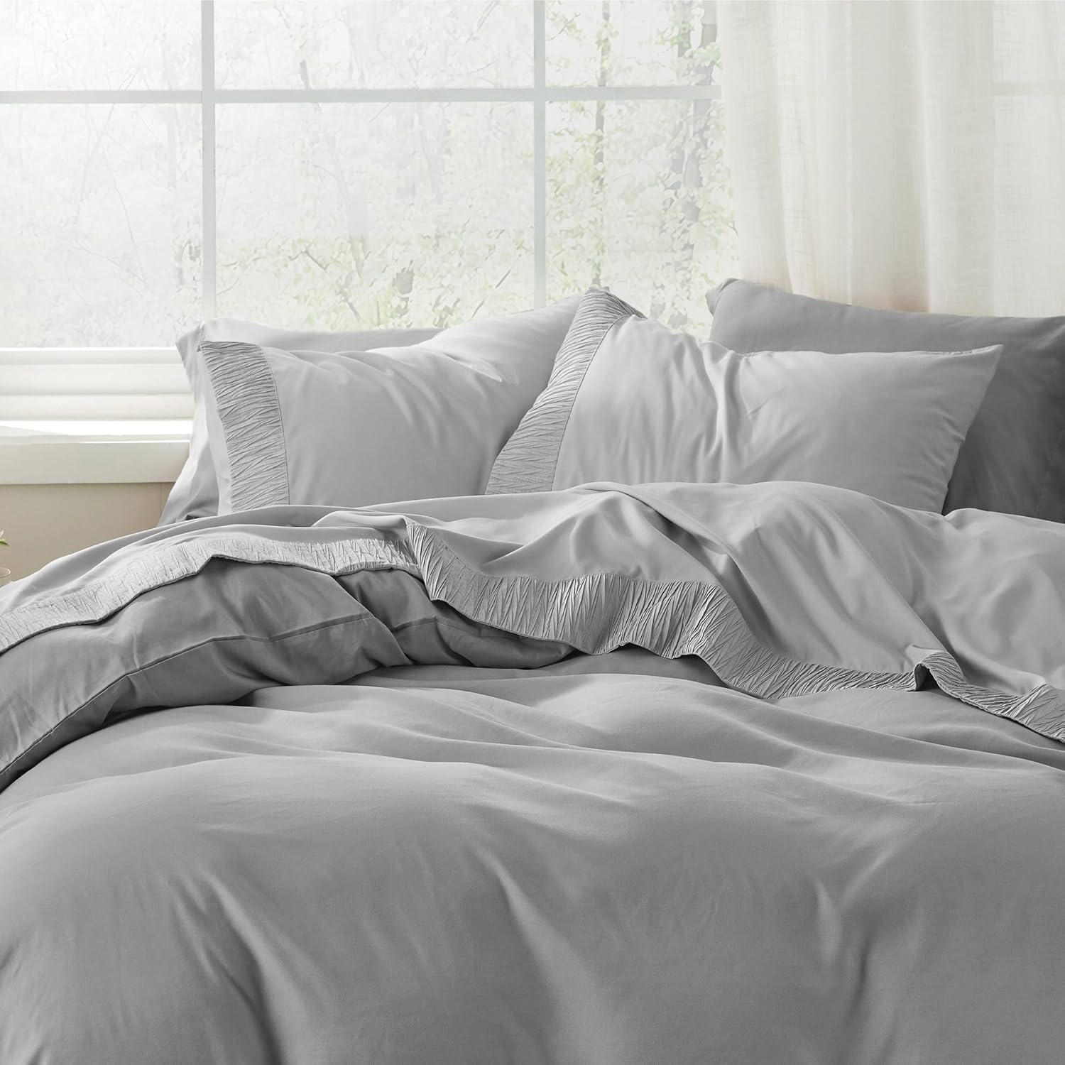 Bedsure California King Duvet Insert Bundle California King Sheet Sets Light Grey