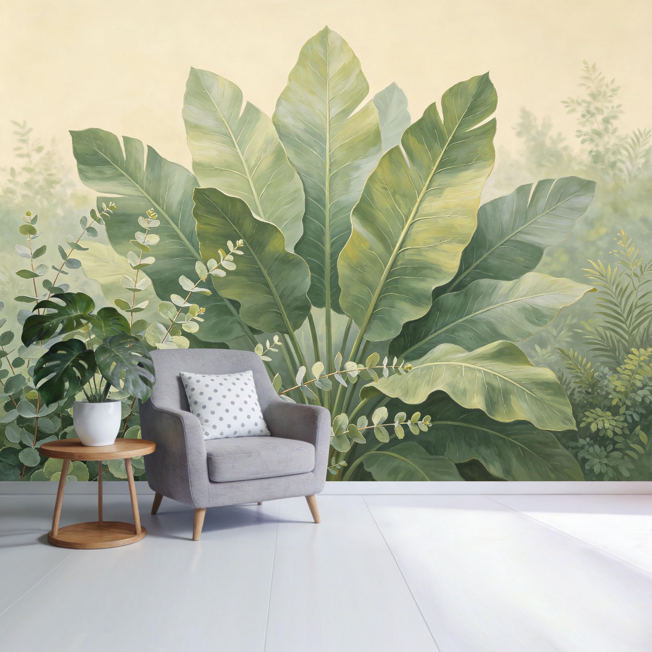 Custom Size Wall Mural Tropical Green Banana Leaf Botanical Jungle Landscape SelfAdhesive Wall Fabric Removable Wallpaper for Home Office Decor