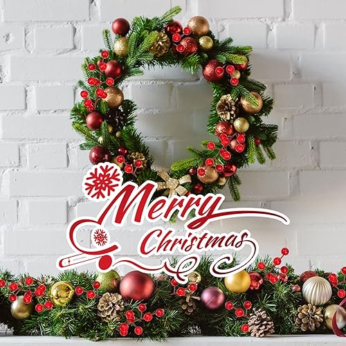 Miniatura 2 de Jexine 100 agujas de pino artificiales de Navidad, ramas y tallos de bayas rojas, púas de pino de vegetación falsa, bayas rojas de Navidad, bayas de