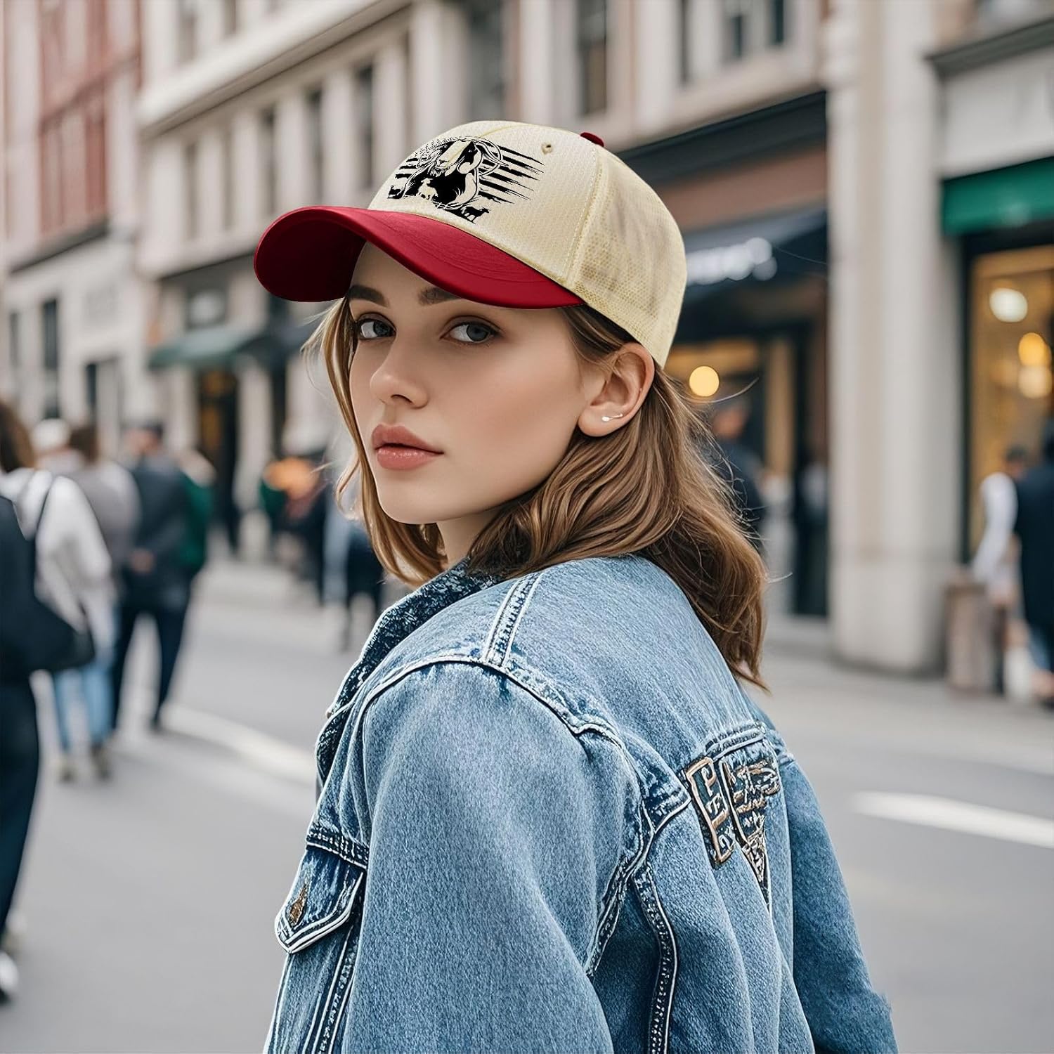 Farm Animals Patriotic Goat Rustic Patriotic Farm Animals Dad Hat USA Flag Print Two-Tone hat - Image 7