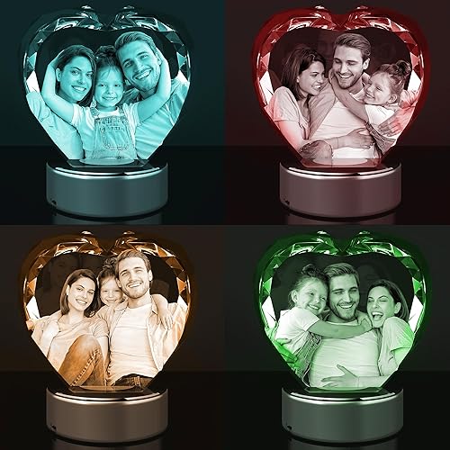 Miniatura 7 de RUIOU Foto de cristal 3D, regalos de cumpleaños personalizados para el día de San Valentín, regalos de cumpleaños para ella, él, mamá, mujeres,