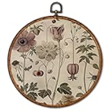 KSDUT Botanical Floral Wall Decor Art - Boho Natural Vintage Flowers Wall Art Canvas Frame Hanging Prints, Mid Century Modern Round Wall Art Decor for Home Farmhouse Decorations 10