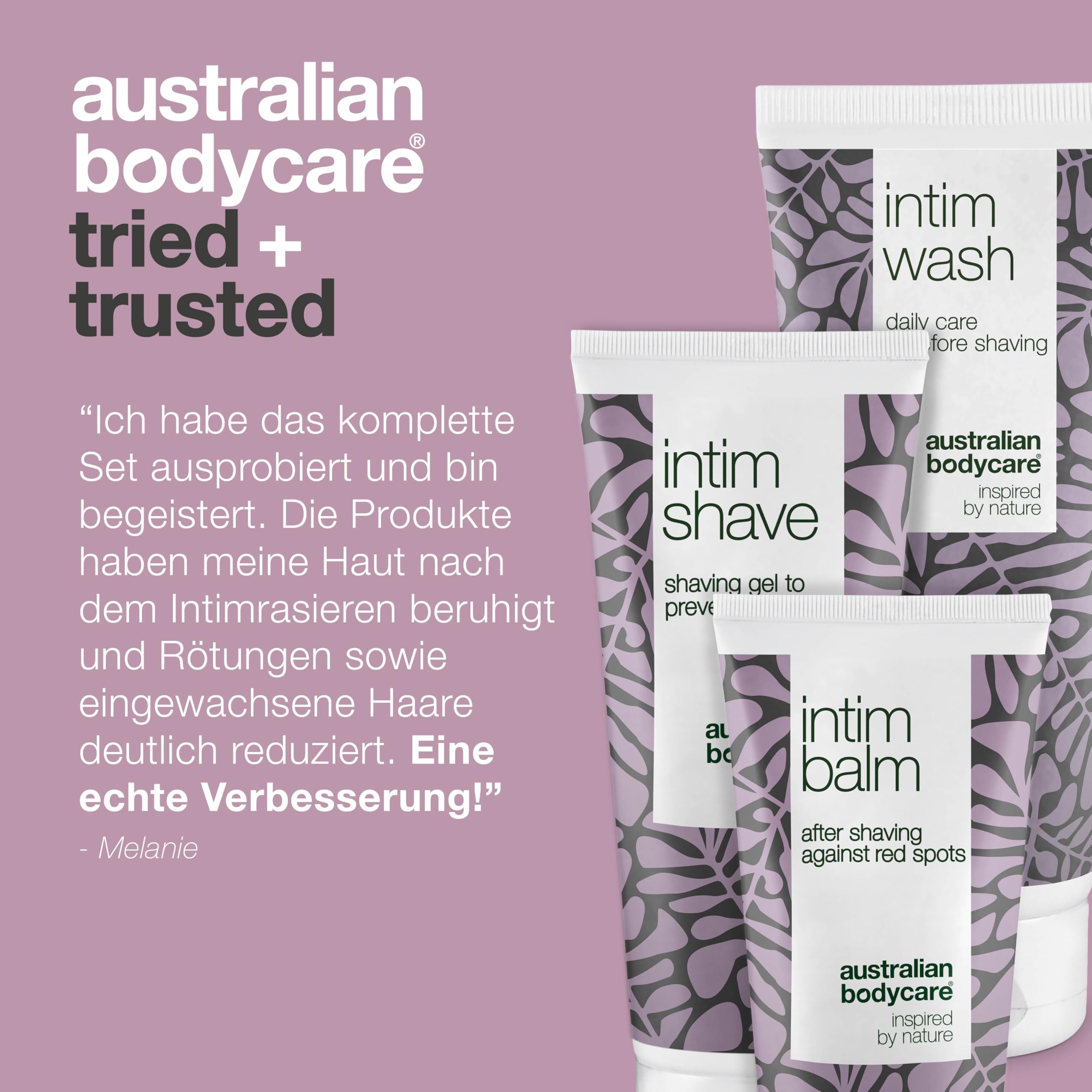 3er Intimrasur Set by Australian Bodycare: Waschlotion 200ml, Rasiergel 100ml & Aftershave Balm 100ml – Gegen eingewachsene Haare, Rote Pickel & Rasurbrand