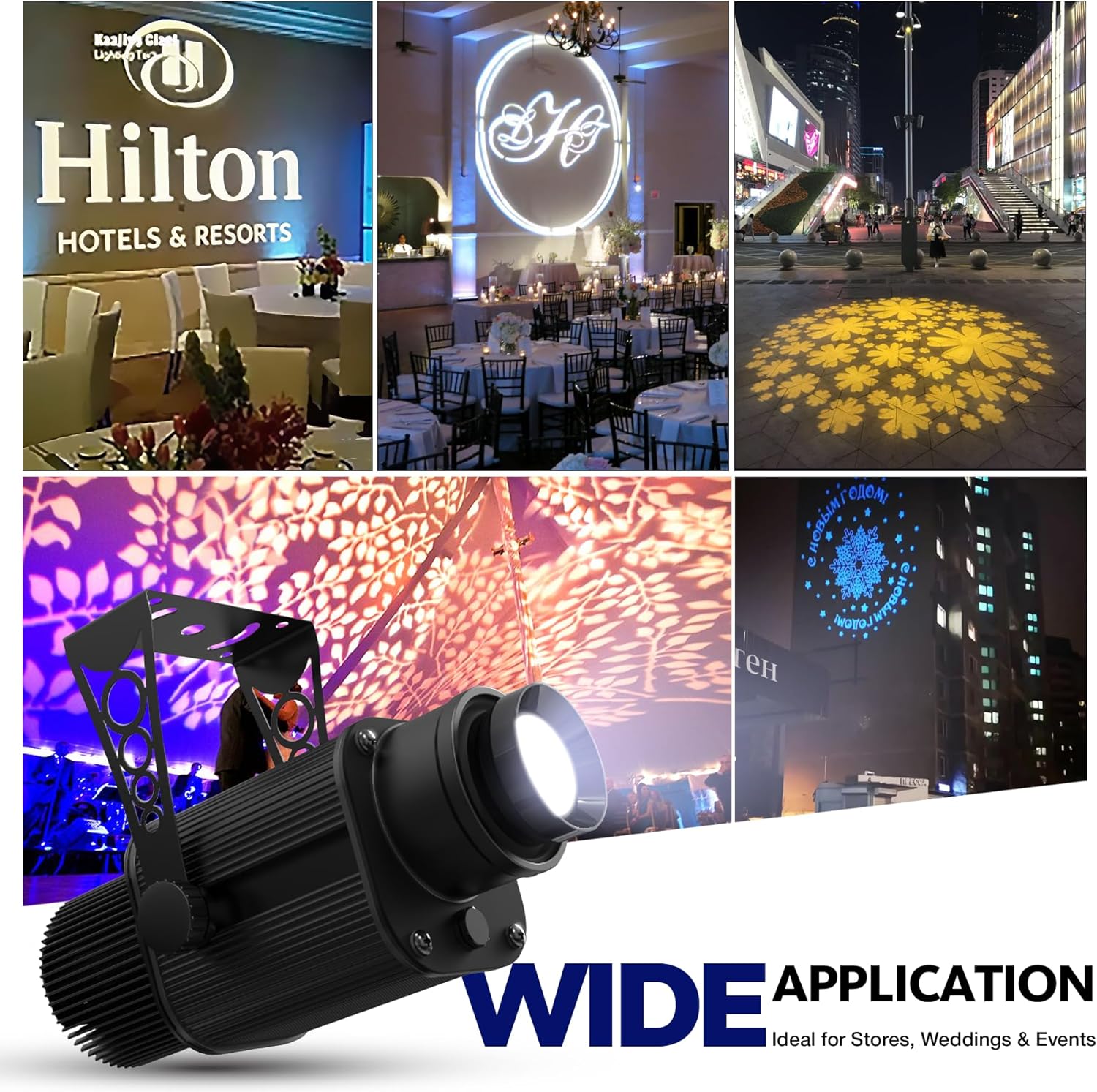 Custom GOBO Projector for Business, One GOBO Included, LED Projector Light Outdoor Logo Projector for Store Advertising, Restaurant, Bar, Cafe, Wedding & Events (Up to 200W)