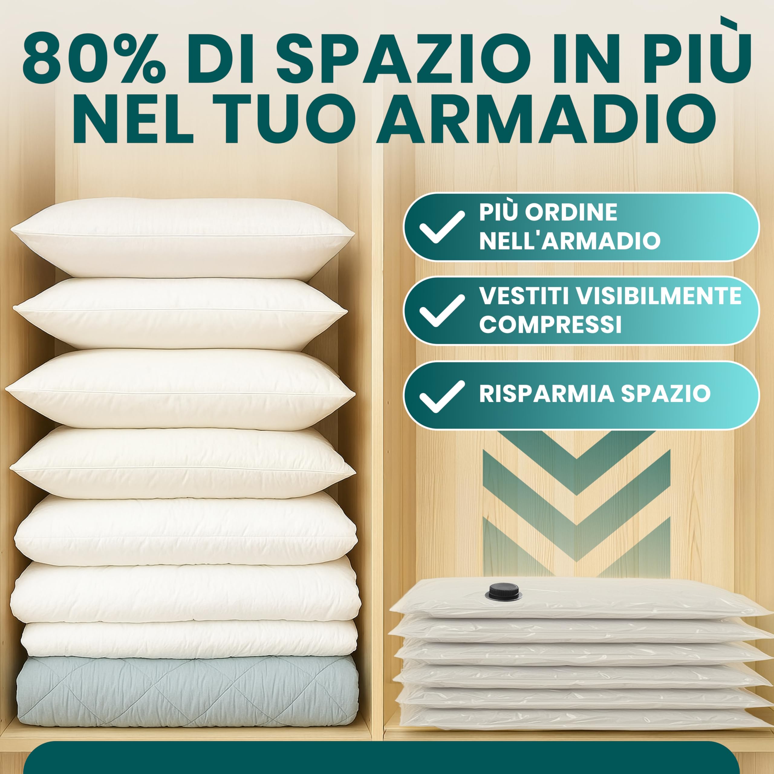 myHodo Sacchetti Sottovuoto XXL (6 Pezzi, 80x120 cm) – Extra Grandi Buste Salvaspazio Riutilizzabili per Piumoni, Coperte, Vestiti e Tessuti Voluminosi, Sacchi Durevoli con Doppia Chiusura Ermetica - 4