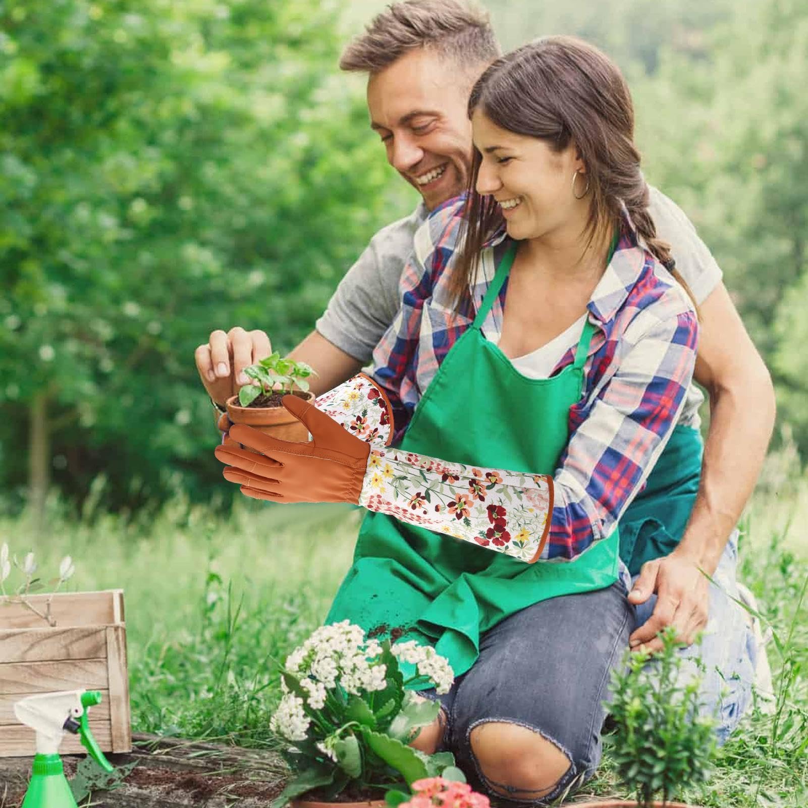 Guantes largos de jardín Protección antideslizante con yemas y palma | Guantes Largos para la Jardinería Mujeres Para jardineros agricultores espinas de ramas enredaderas