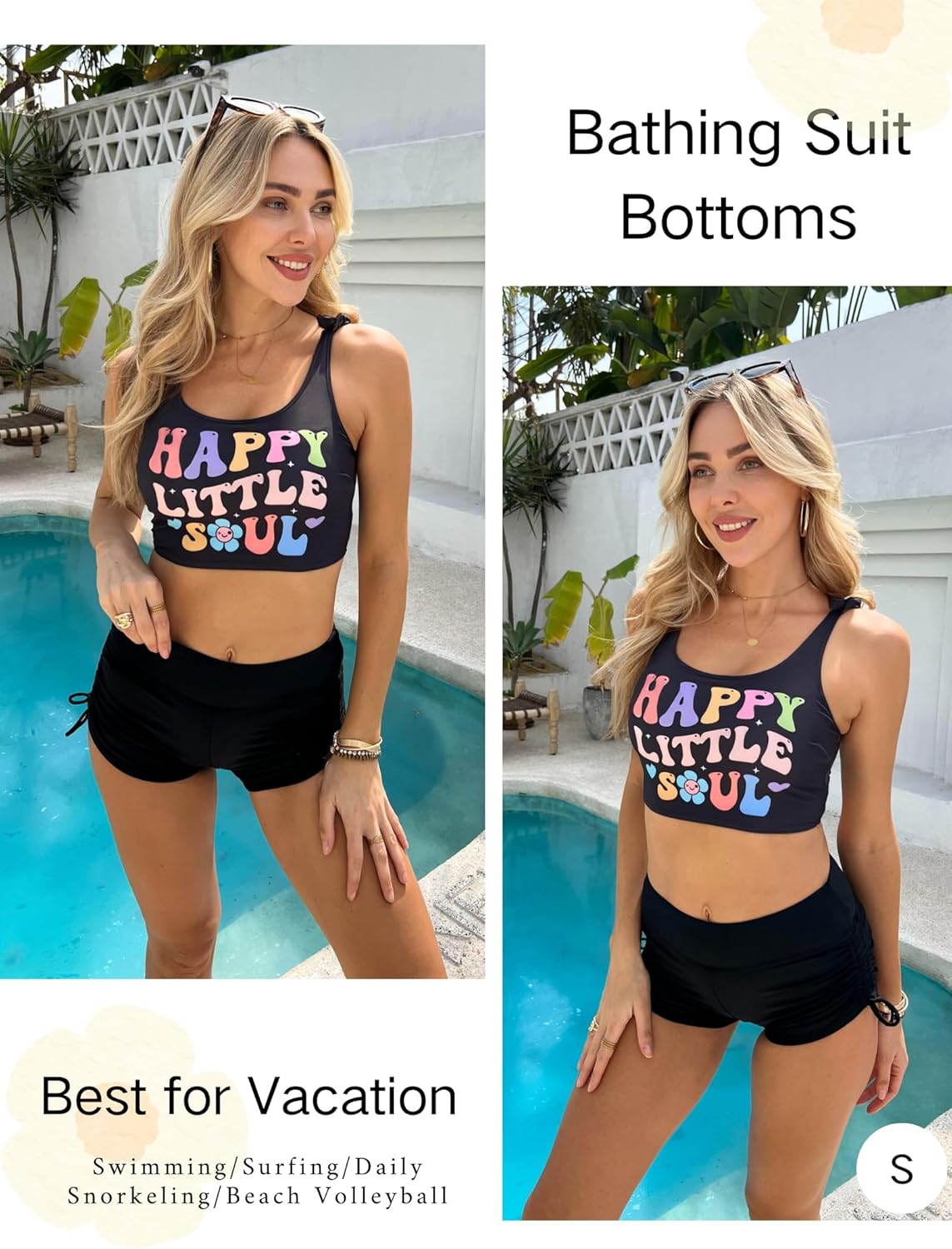 AI'MAGE Womens 3" Swim Board Shorts High Waisted Bathing Suit Bottoms Boy Shorts Adjustable Ruched Side Bikini Shorts S-XXL - Image 5