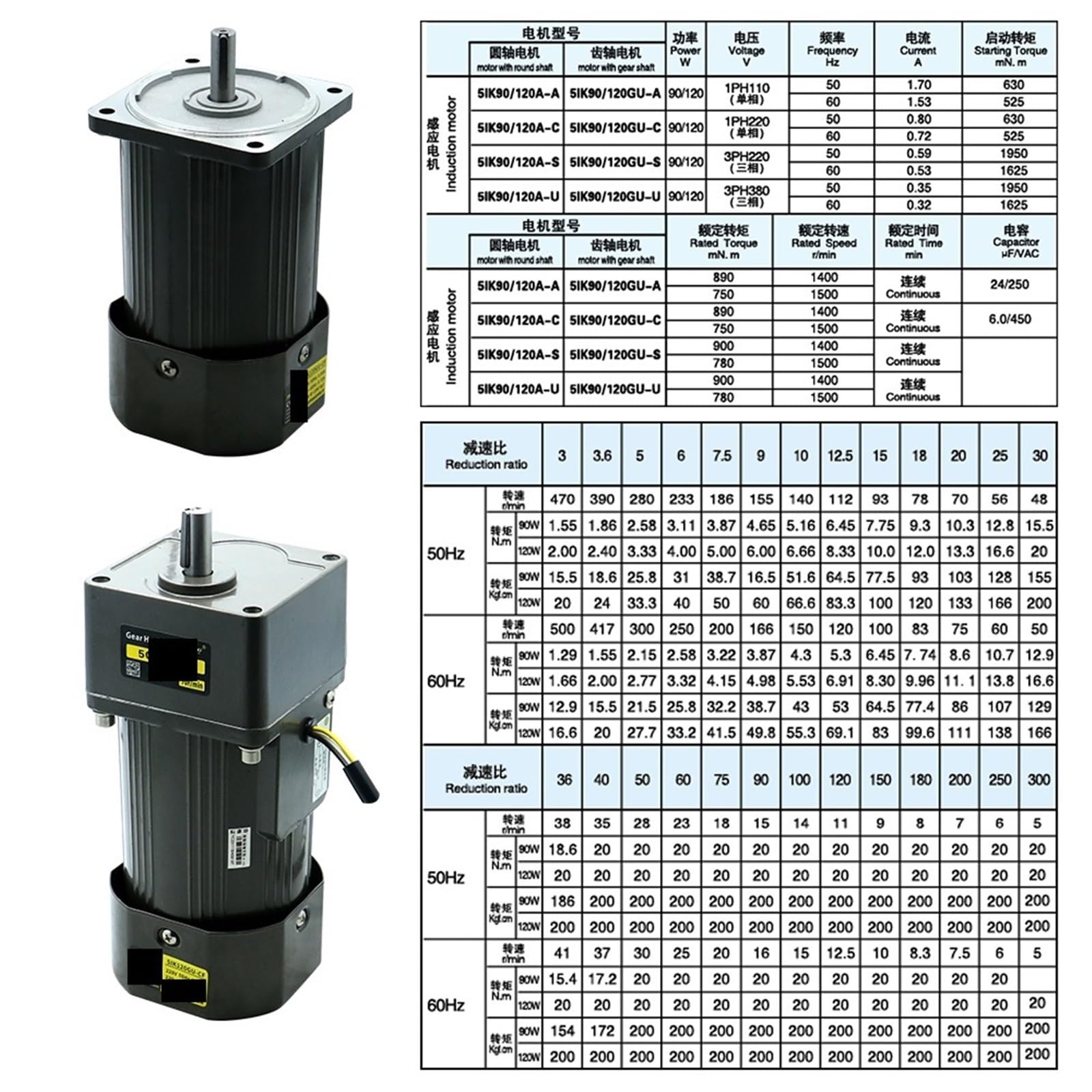 Motor 120 W Wechselstrommotor 220 V 50/60 Hz Asynchronmotor Induktionsmotor Welle 15 mm Gleichstrommotor(70RPM)