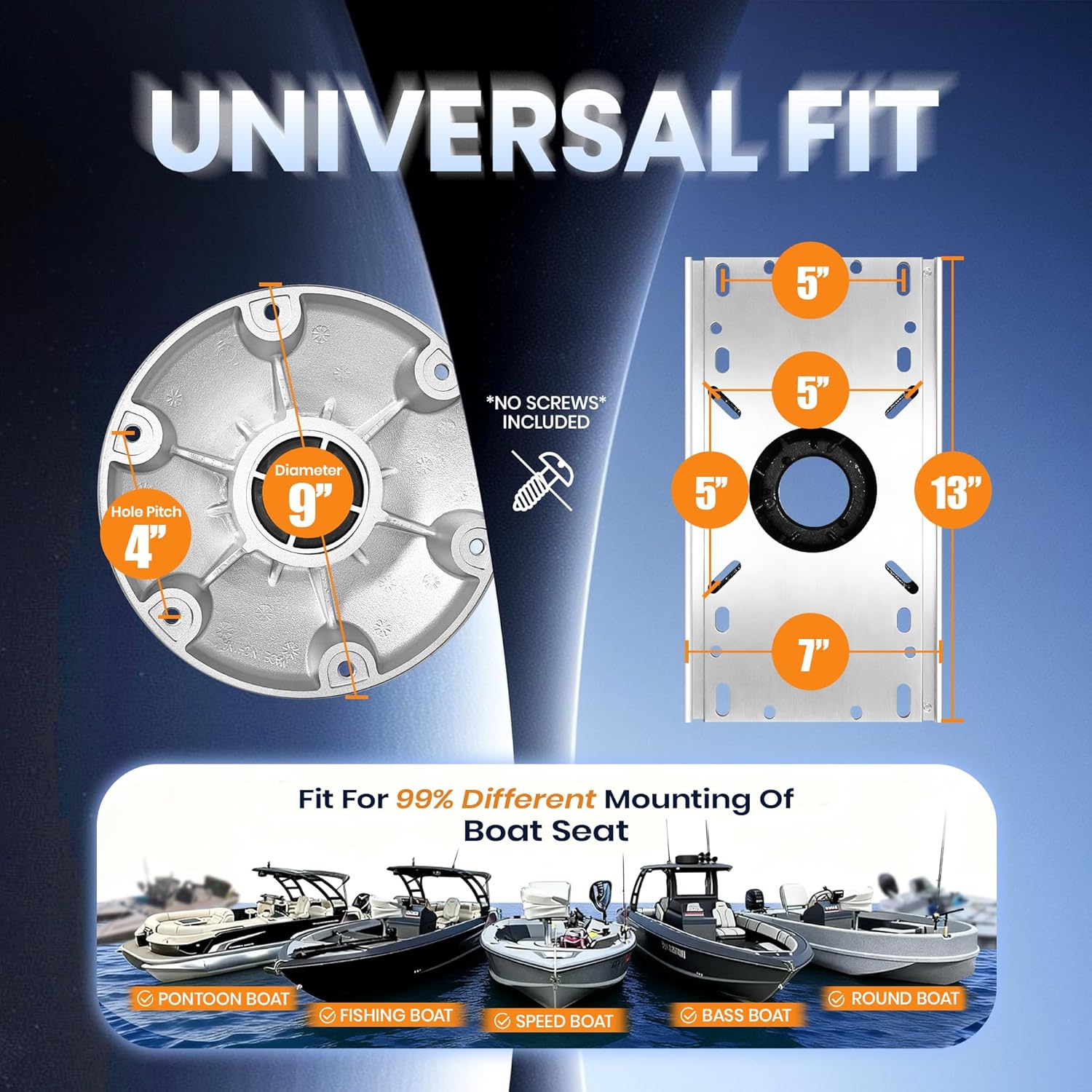 Aluminum Boat Seat Pedestal, Adjustable Height 13-18 Inches Locking with Slide, Boat Seat Pedestals and Bases Mount for Fishing Bass Pontoon Boats