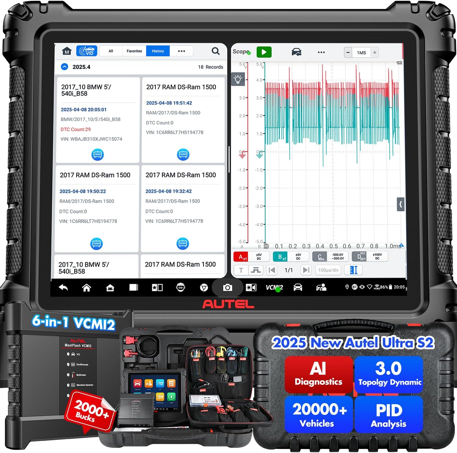 Autel MaxiSYS Ultra S2 AI Diagnostic Scanner with VCMI2