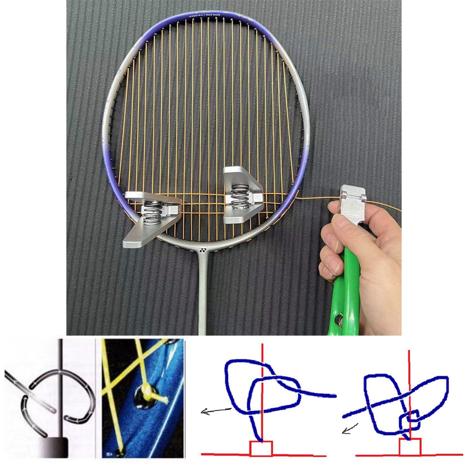 Lioaeust Ensemble d'outils de changement de cordes pour raquette de badminton - Kit de réparation pour raquette de badminton - Couleur aléatoire