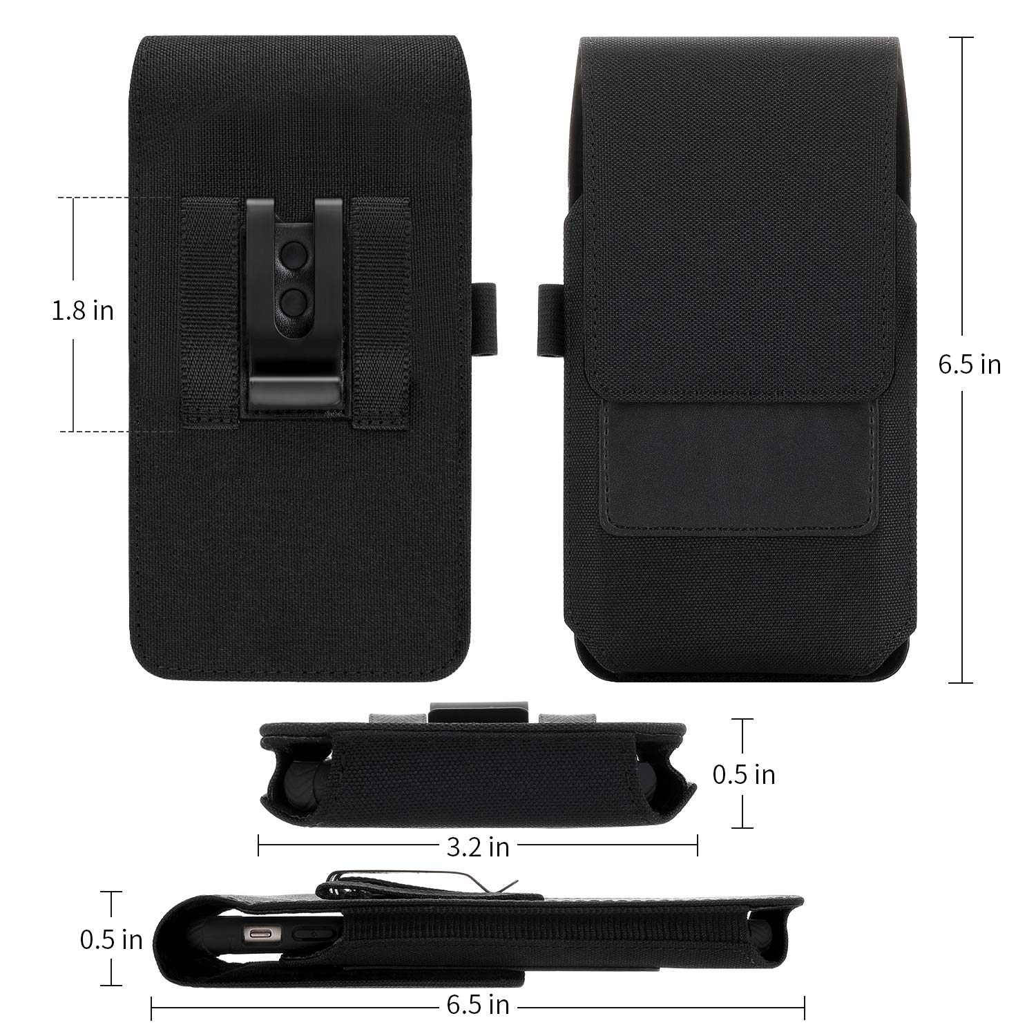 BECPLT Kabura na telefon do iPhone 14 Pro Max, 14 Plus, 13 Pro Max, Xs Max, 6 Plus 7 Plus, Samsung Galaxy Note 8 9, Note 10 Plus, S22 Plus, S23 Plus, nylonowy klips na pasek do telefonu komórkowego