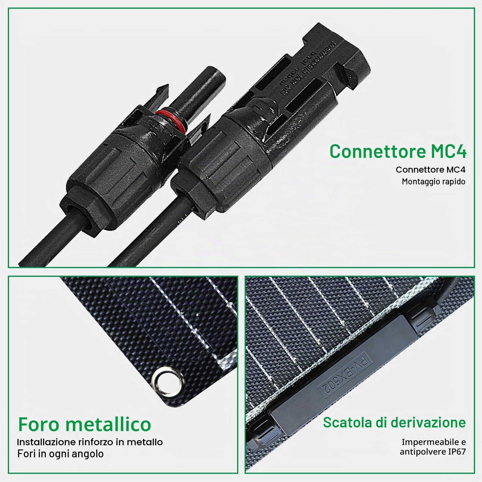 Pannello solare flessibile da 100 W Monocrystalline Solar Cell leggero facile da installare adatto per ships, yacht, camper, forests e roofs. (1)