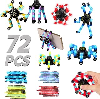 72PCS Glow Fidget Toys Bulk Transformable Fidget Spinner Party Gifts Travel Sensory Toys for Easter Basket Stuffers Birthday Party Favours School Rewards