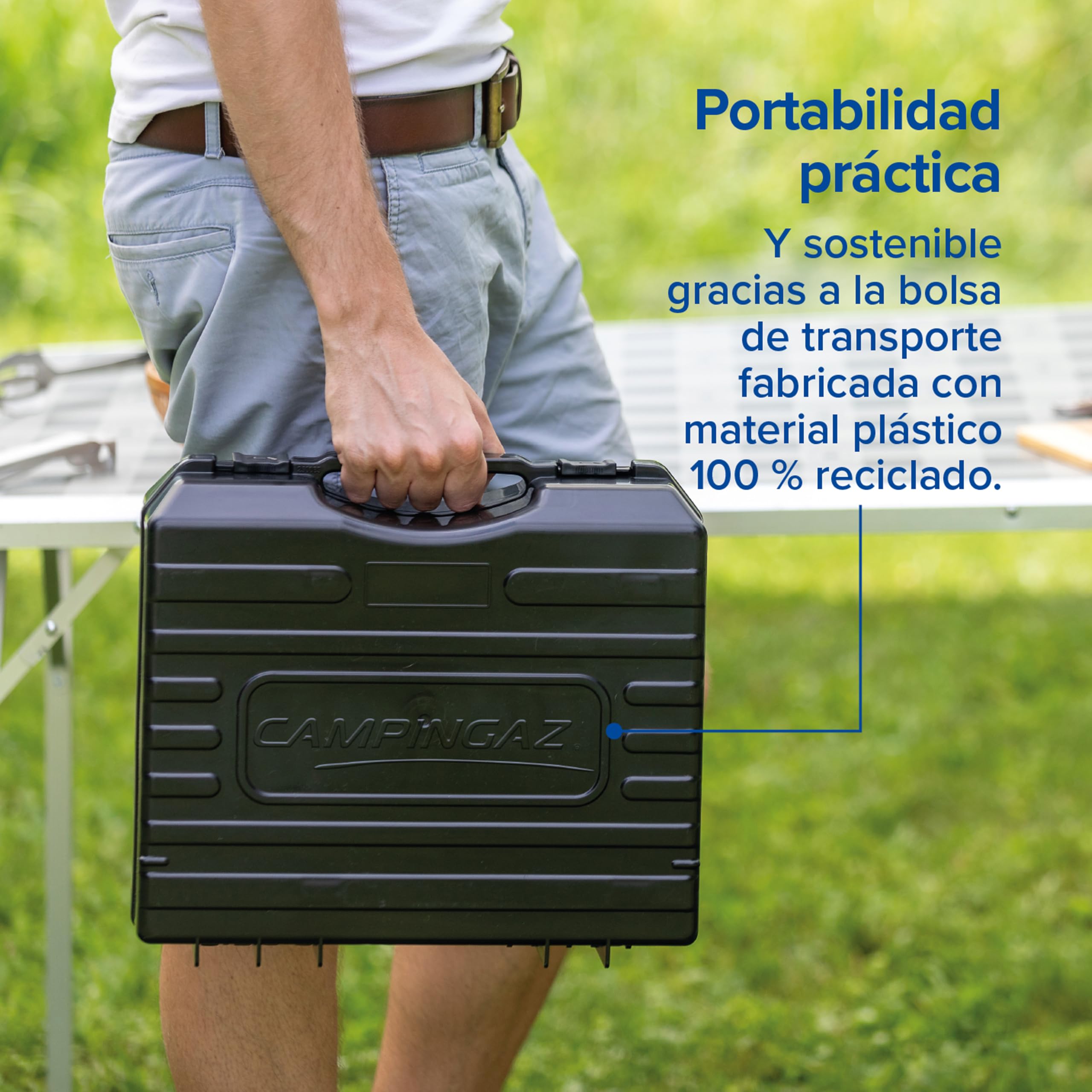 Campingaz Camp Bistro 3 Fornelli Piastra Combo | Fornello da campeggio a 1 bruciatore | 2200 Watt | Cucina da esterno compatta e portatile | Include custodia per un facile trasporto | Nero