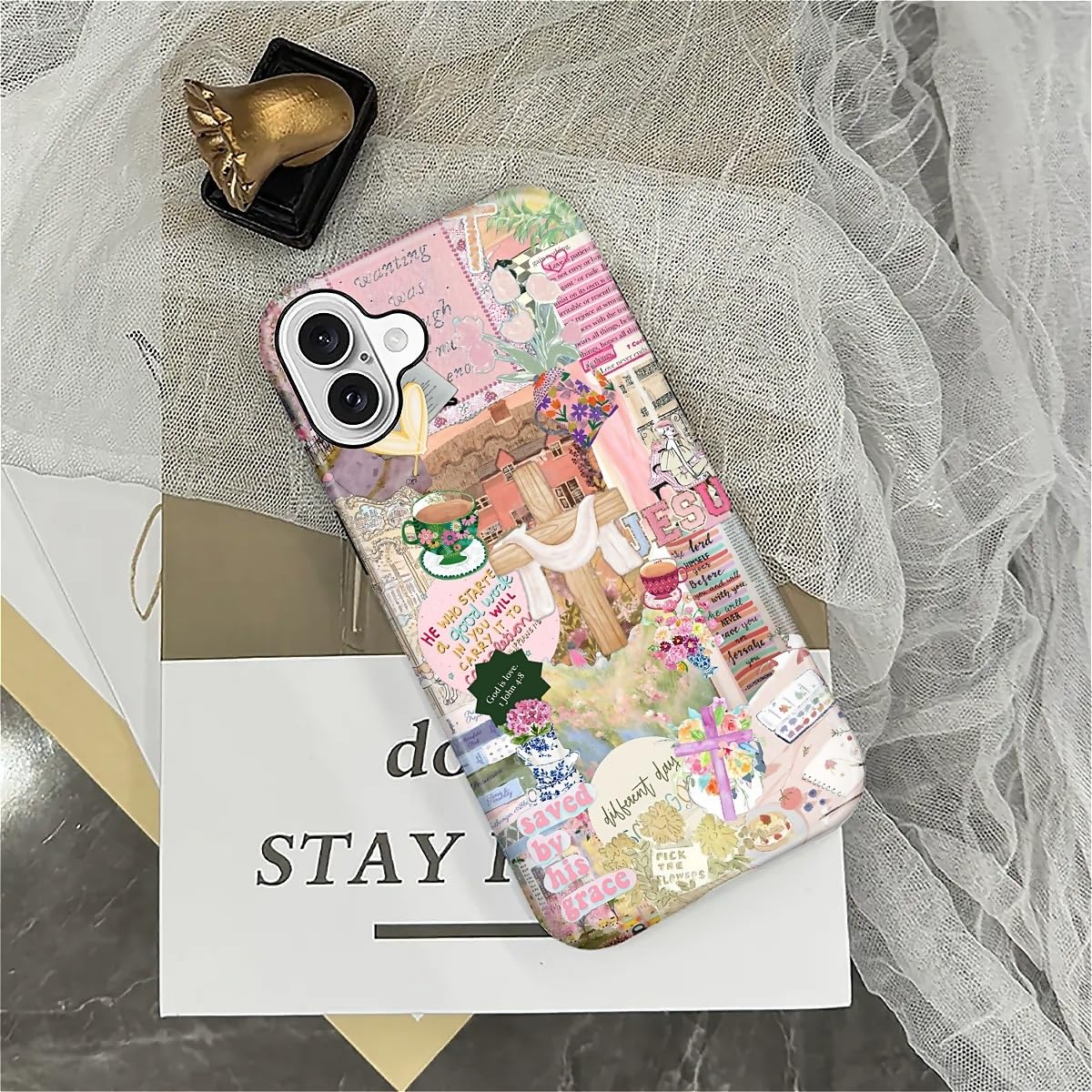 Funda para iPhone 16, TPU a prueba de golpes, protección contra caídas, carcasa rígida híbrida de 2 capas para iPhone 16-Love Jesus
